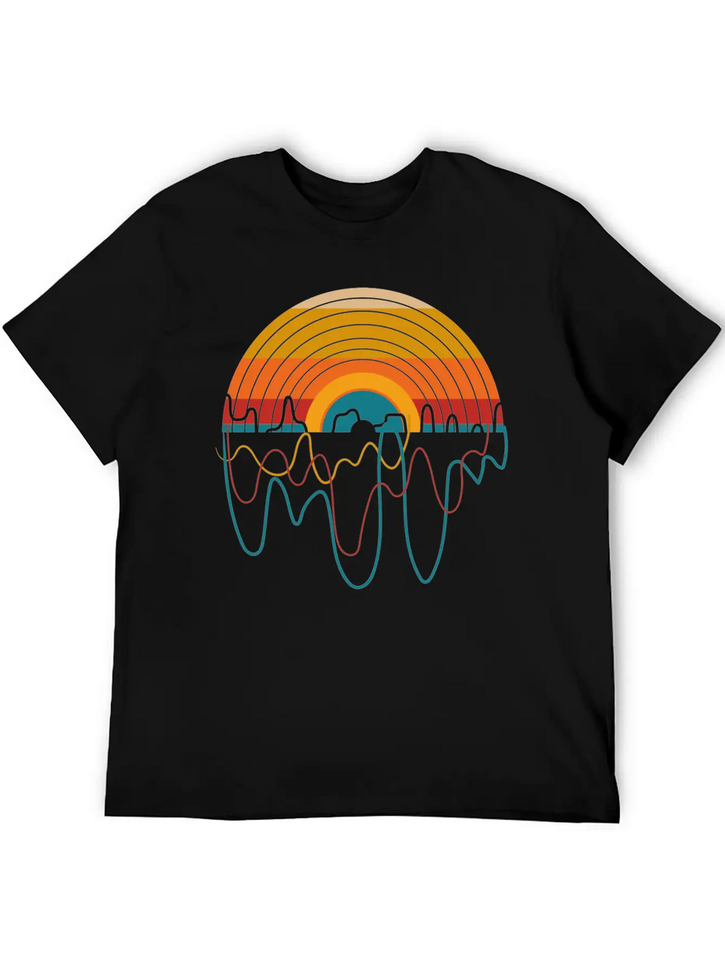 Retro LP Vinyl Player I Sunset Vinyl Records Basic Graphic T-Shirt – Daily Comfort In Soft Cotton