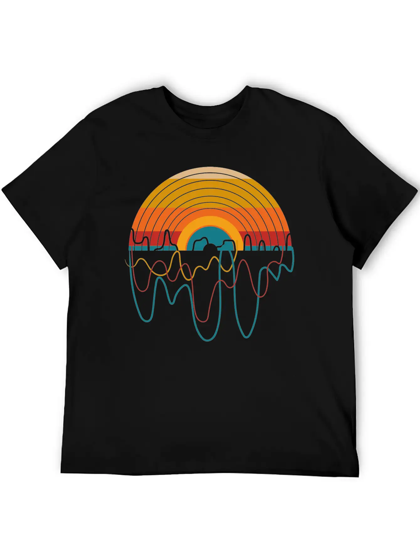 Retro LP Vinyl Player I Sunset Vinyl Records Basic Graphic T-Shirt – Daily Comfort In Soft Cotton