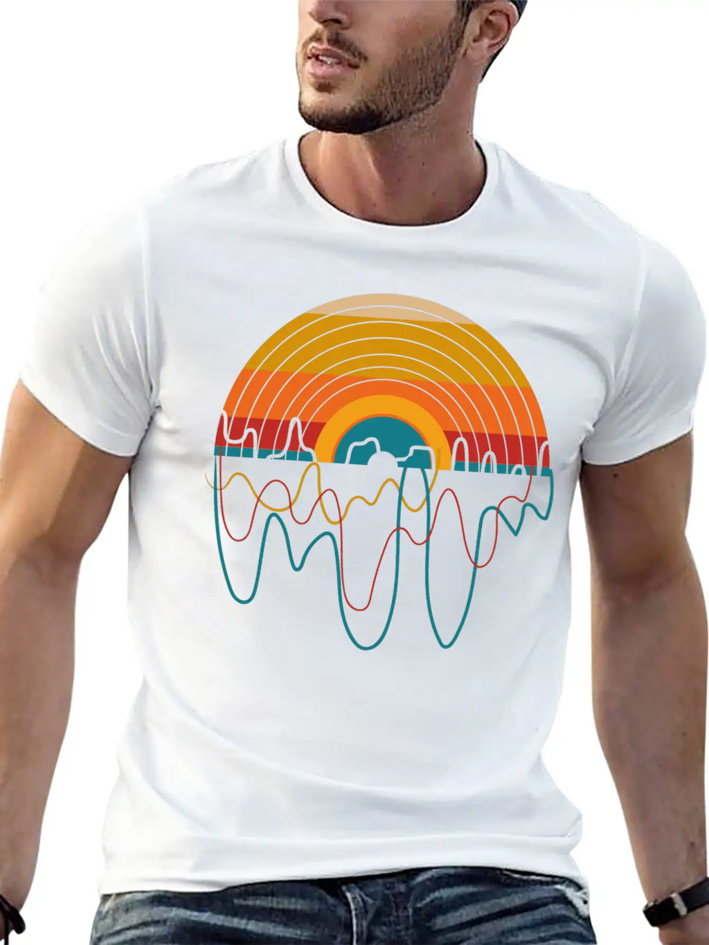 Retro LP Vinyl Player I Sunset Vinyl Records Basic Graphic T-Shirt – Daily Comfort In Soft Cotton