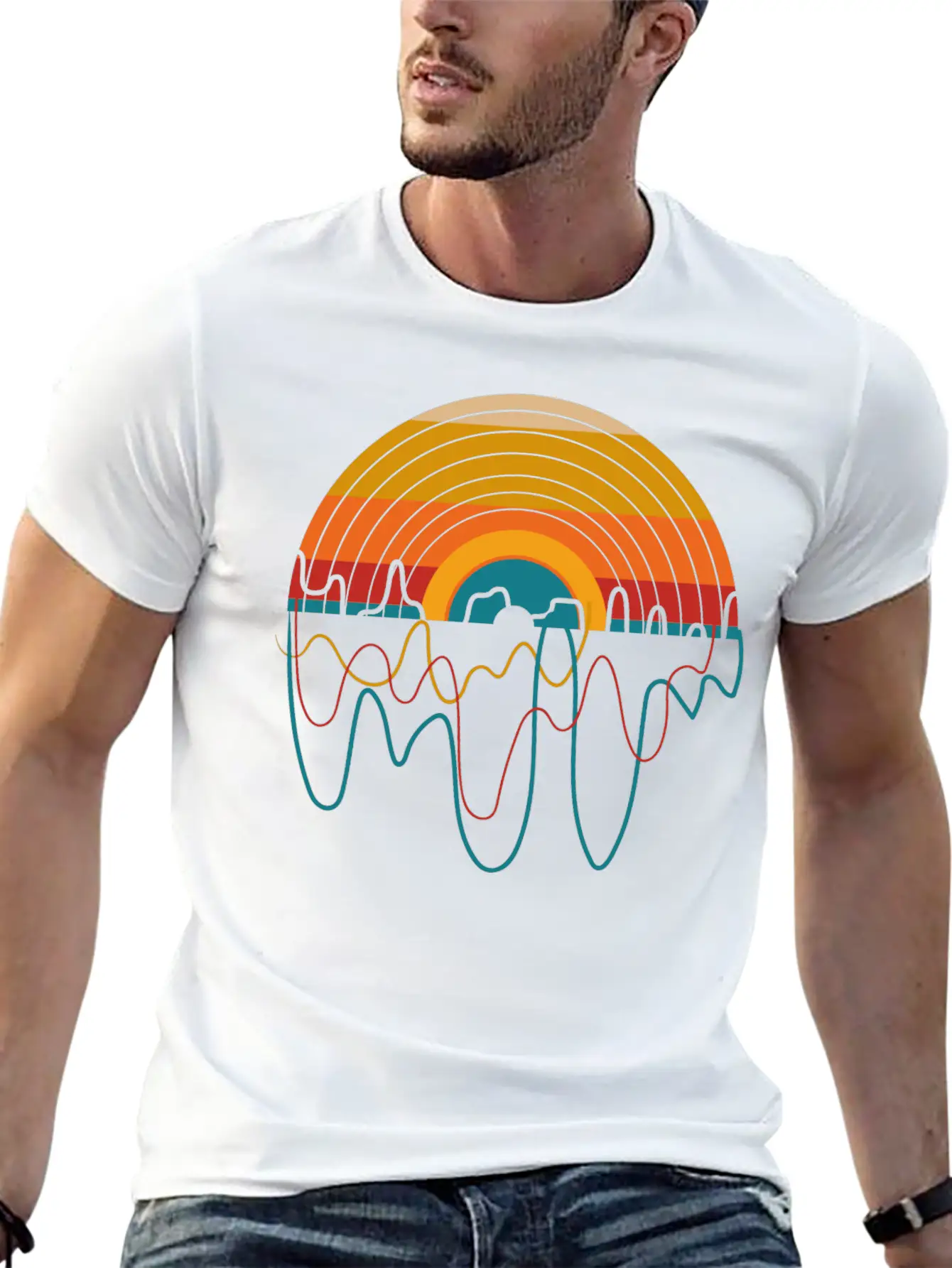 Retro LP Vinyl Player I Sunset Vinyl Records Basic Graphic T-Shirt – Daily Comfort In Soft Cotton