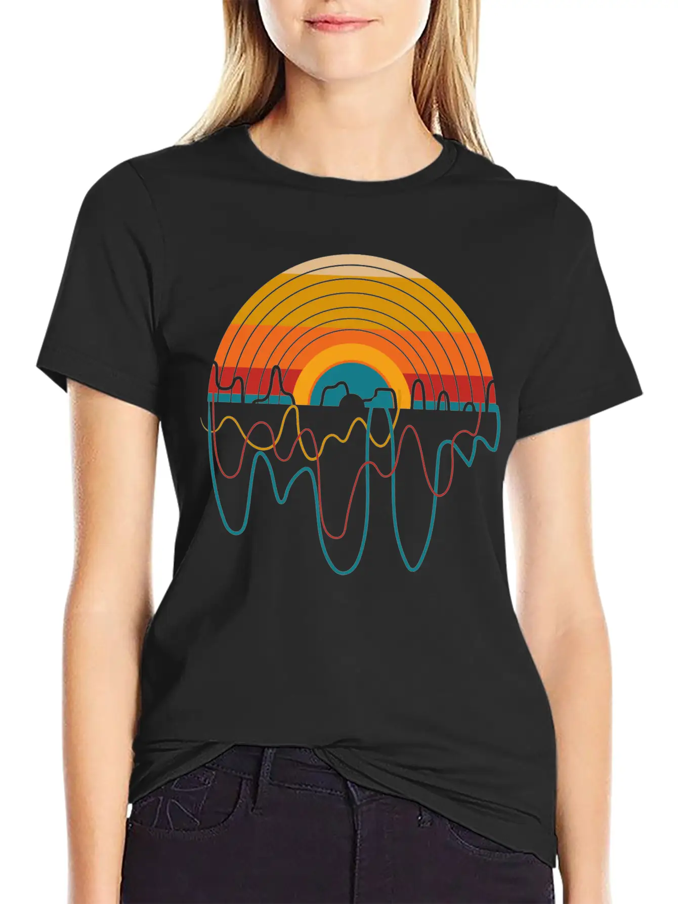 Retro LP Vinyl Player I Sunset Vinyl Records Basic Graphic T-Shirt – Daily Comfort In Soft Cotton