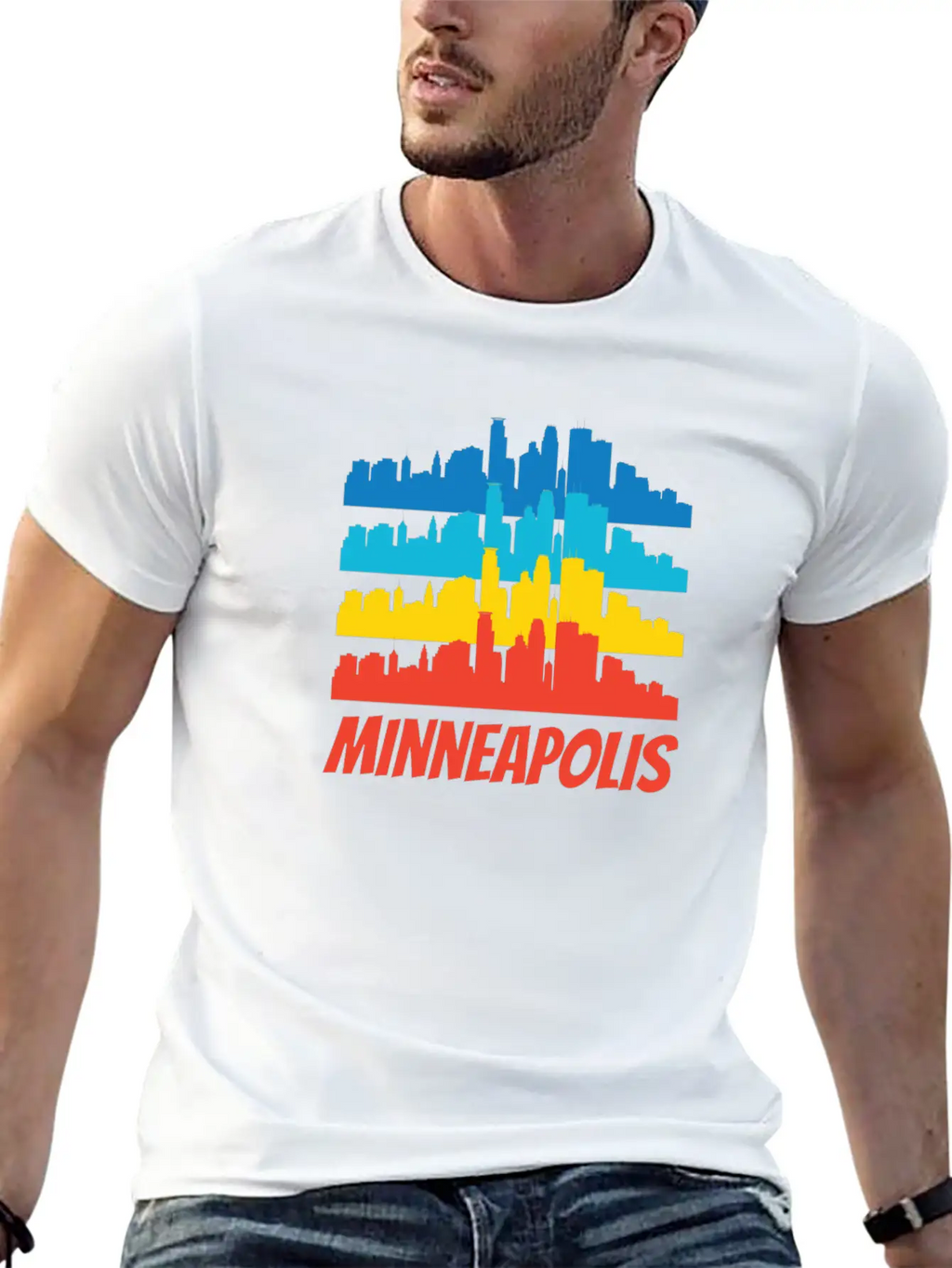 Retro Minneapolis MN Skyline Pop Art Classic Cotton Tee – Unisex Comfort For Any Season