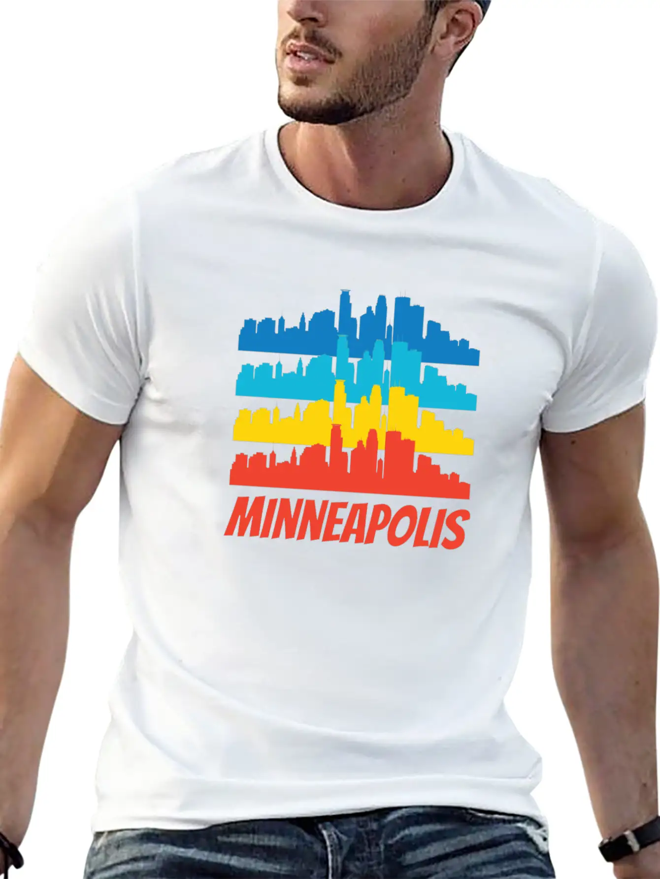 Retro Minneapolis MN Skyline Pop Art Classic Cotton Tee – Unisex Comfort For Any Season
