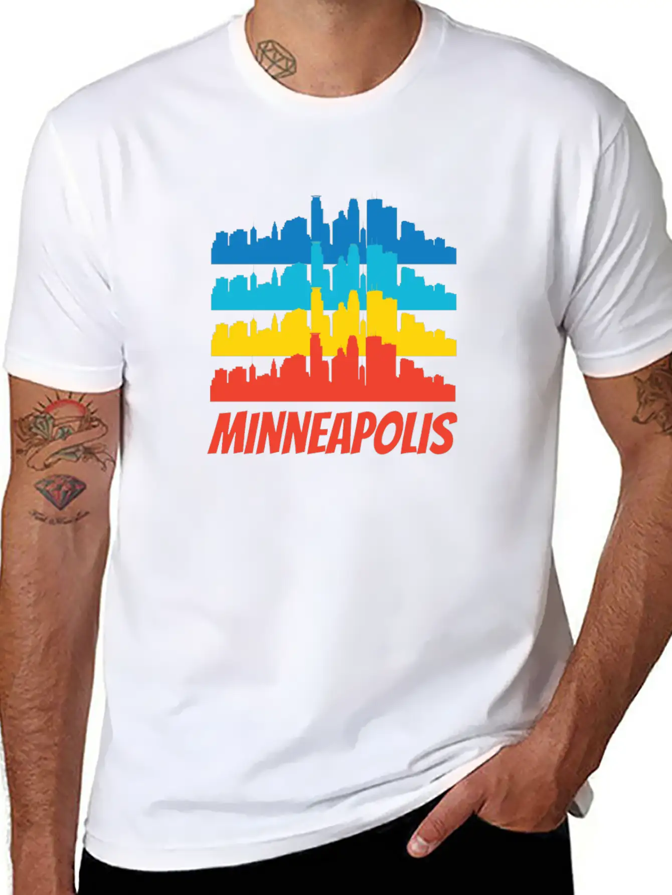 Retro Minneapolis MN Skyline Pop Art Classic Cotton Tee – Unisex Comfort For Any Season