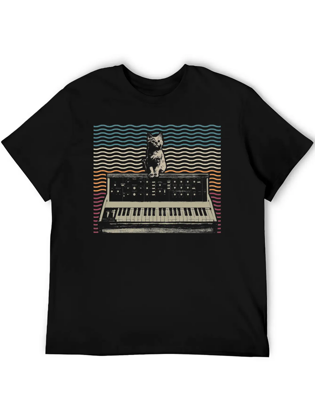 Retro Modular Synthesizer Keyboard Music Producer Basic Graphic T-Shirt – Daily Comfort In Soft Cotton