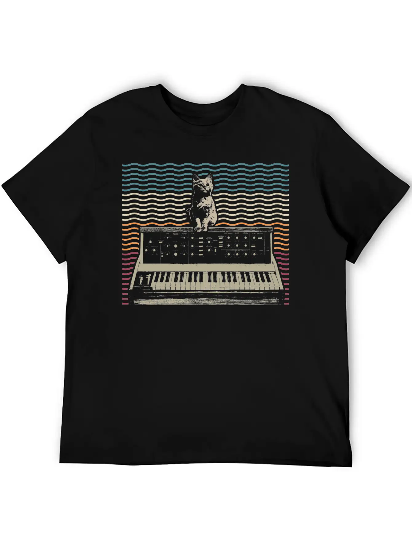 Retro Modular Synthesizer Keyboard Music Producer Basic Graphic T-Shirt – Daily Comfort In Soft Cotton