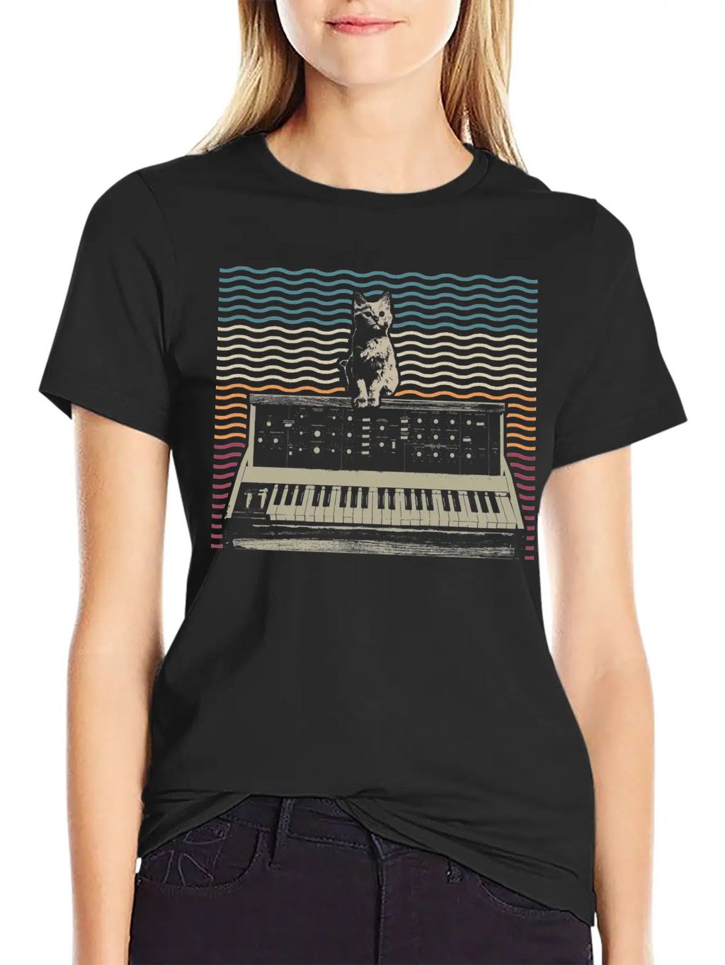 Retro Modular Synthesizer Keyboard Music Producer Basic Graphic T-Shirt – Daily Comfort In Soft Cotton