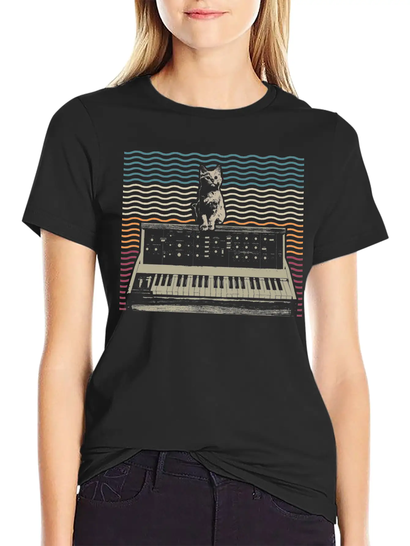 Retro Modular Synthesizer Keyboard Music Producer Basic Graphic T-Shirt – Daily Comfort In Soft Cotton