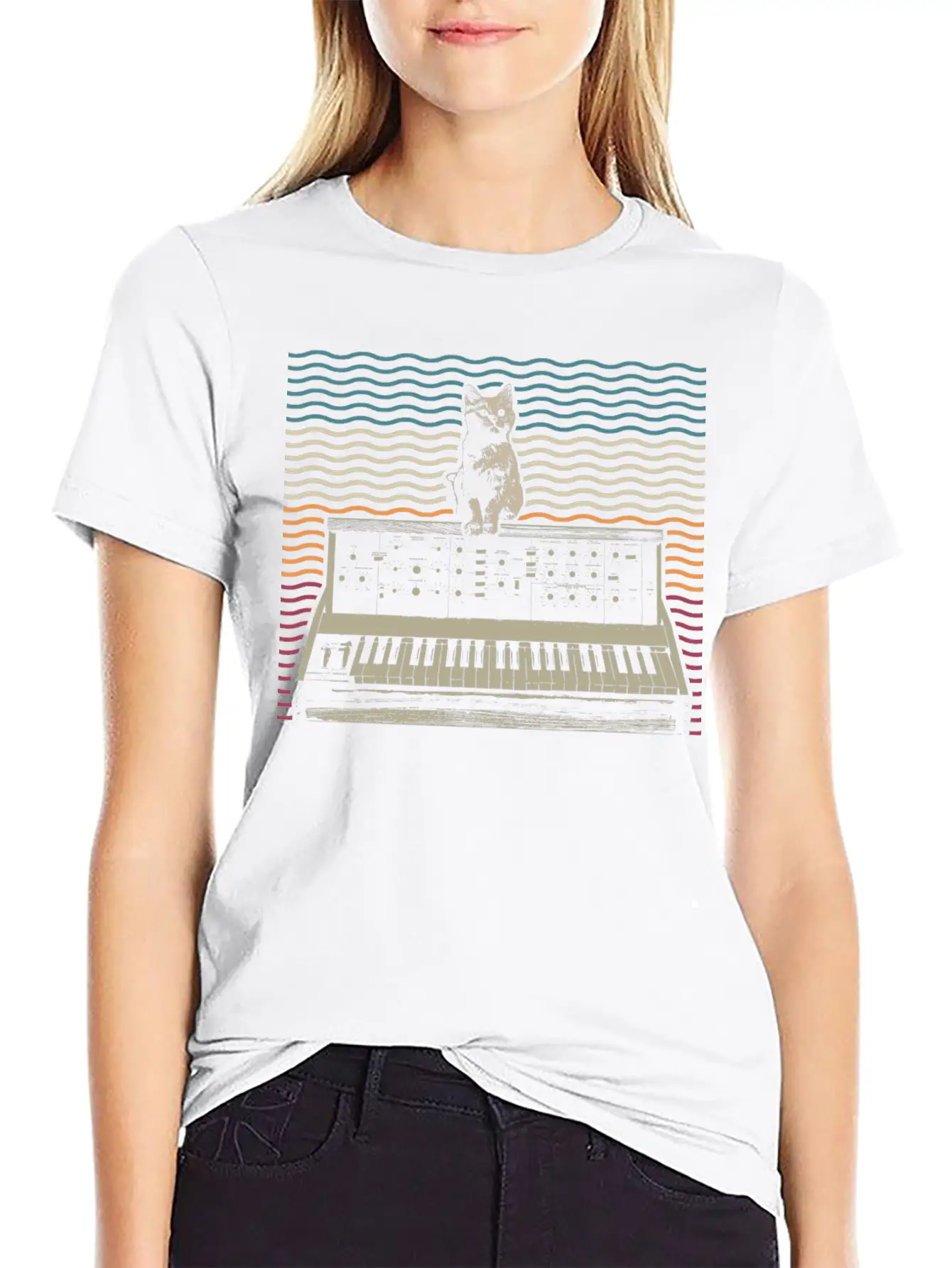 Retro Modular Synthesizer Keyboard Music Producer Basic Graphic T-Shirt – Daily Comfort In Soft Cotton