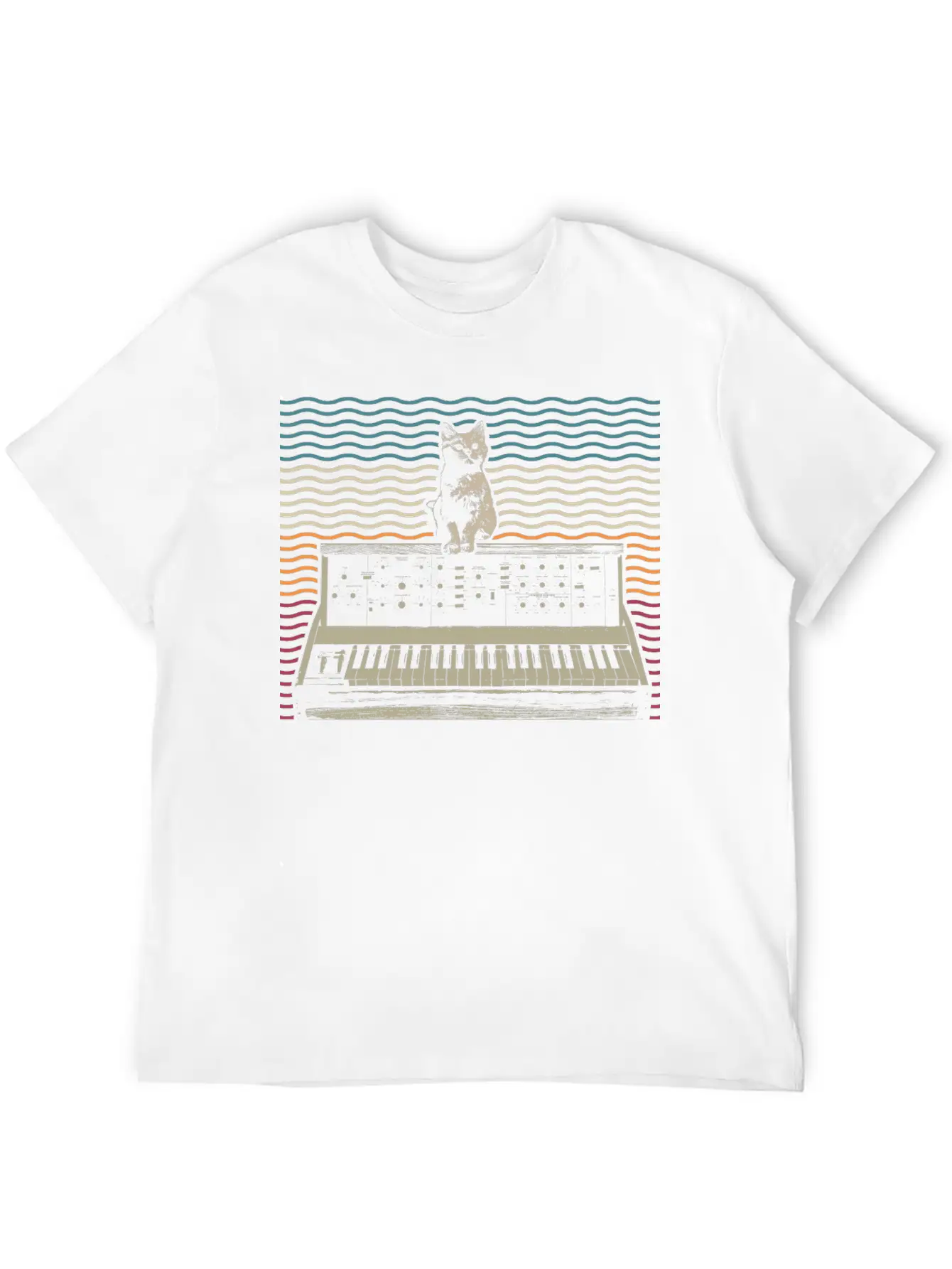 Retro Modular Synthesizer Keyboard Music Producer Basic Graphic T-Shirt – Daily Comfort In Soft Cotton