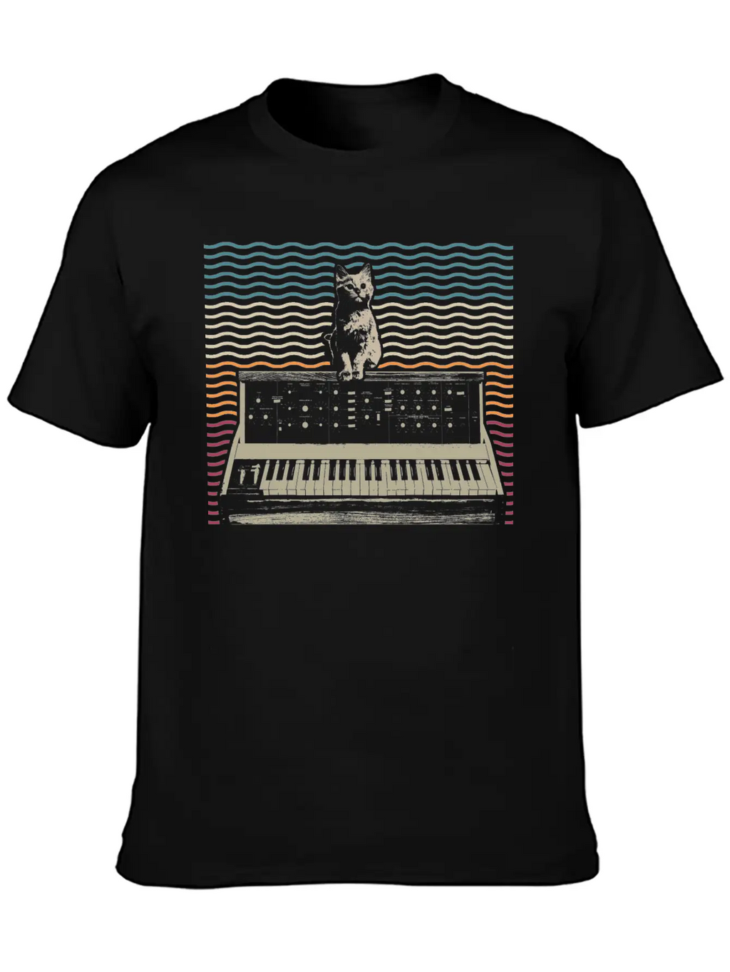 Retro Modular Synthesizer Keyboard Music Producer Basic Graphic T-Shirt – Daily Comfort In Soft Cotton