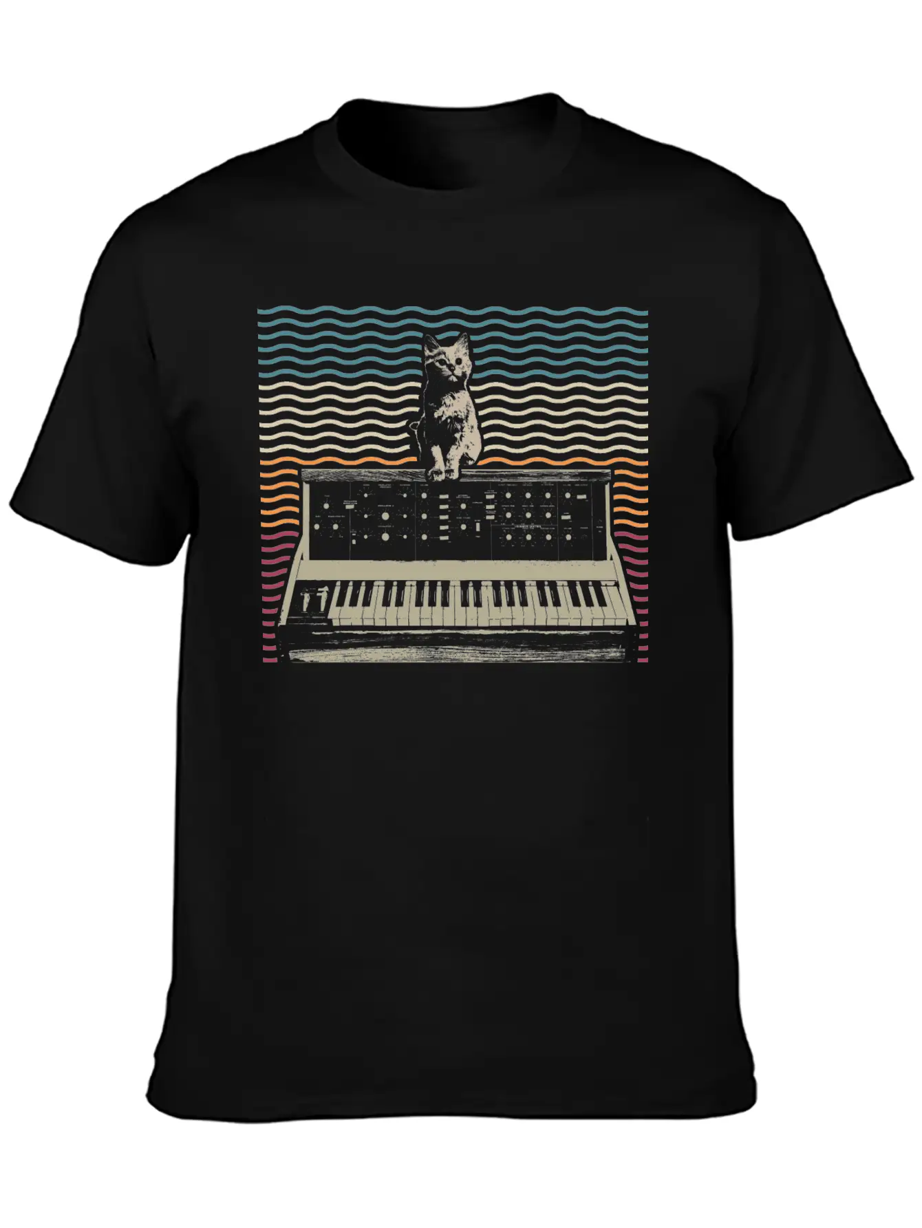 Retro Modular Synthesizer Keyboard Music Producer Basic Graphic T-Shirt – Daily Comfort In Soft Cotton