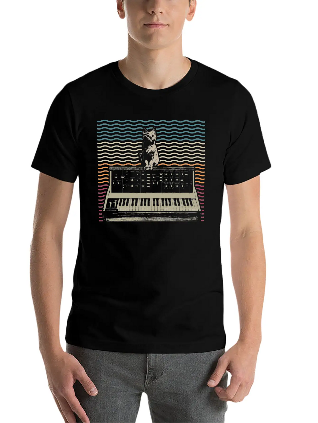Retro Modular Synthesizer Keyboard Music Producer Basic Graphic T-Shirt – Daily Comfort In Soft Cotton