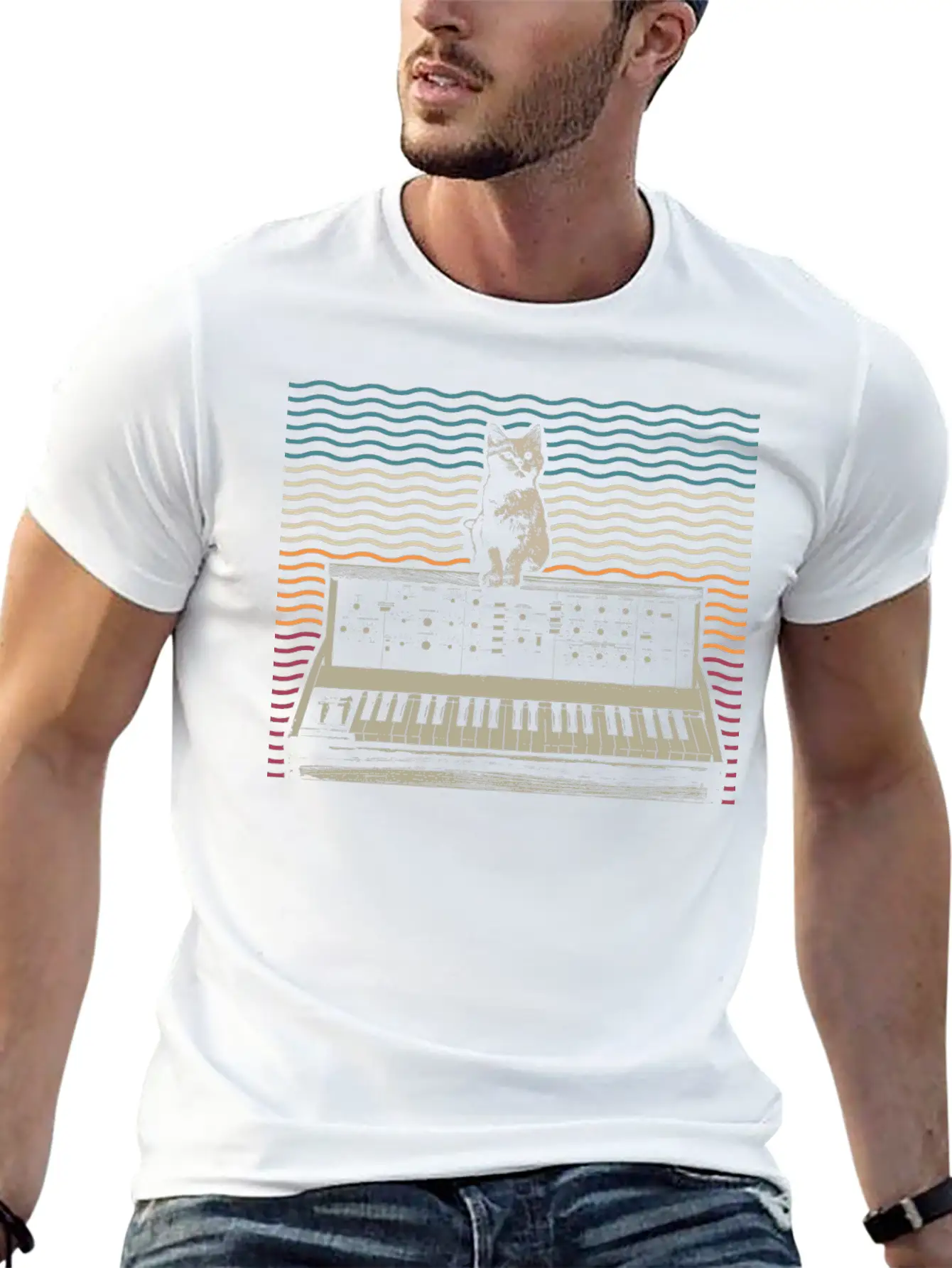 Retro Modular Synthesizer Keyboard Music Producer Basic Graphic T-Shirt – Daily Comfort In Soft Cotton