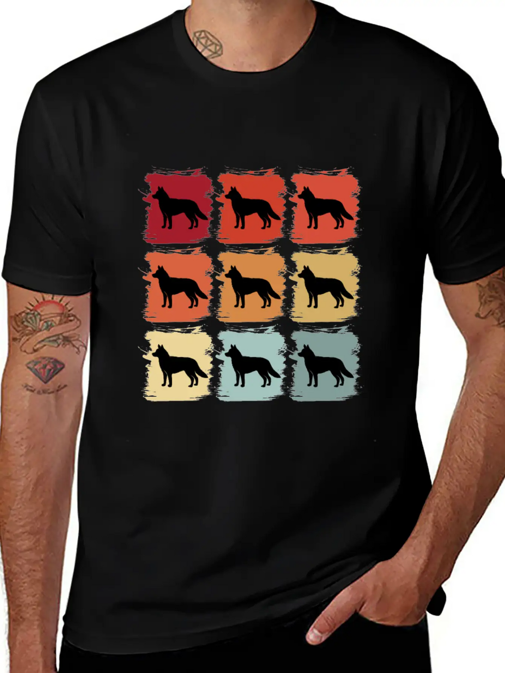 Retro Pop Art Siberian Husky Dog Gift Idea Modern Fit Casual T-Shirt – Clean And Versatile Design