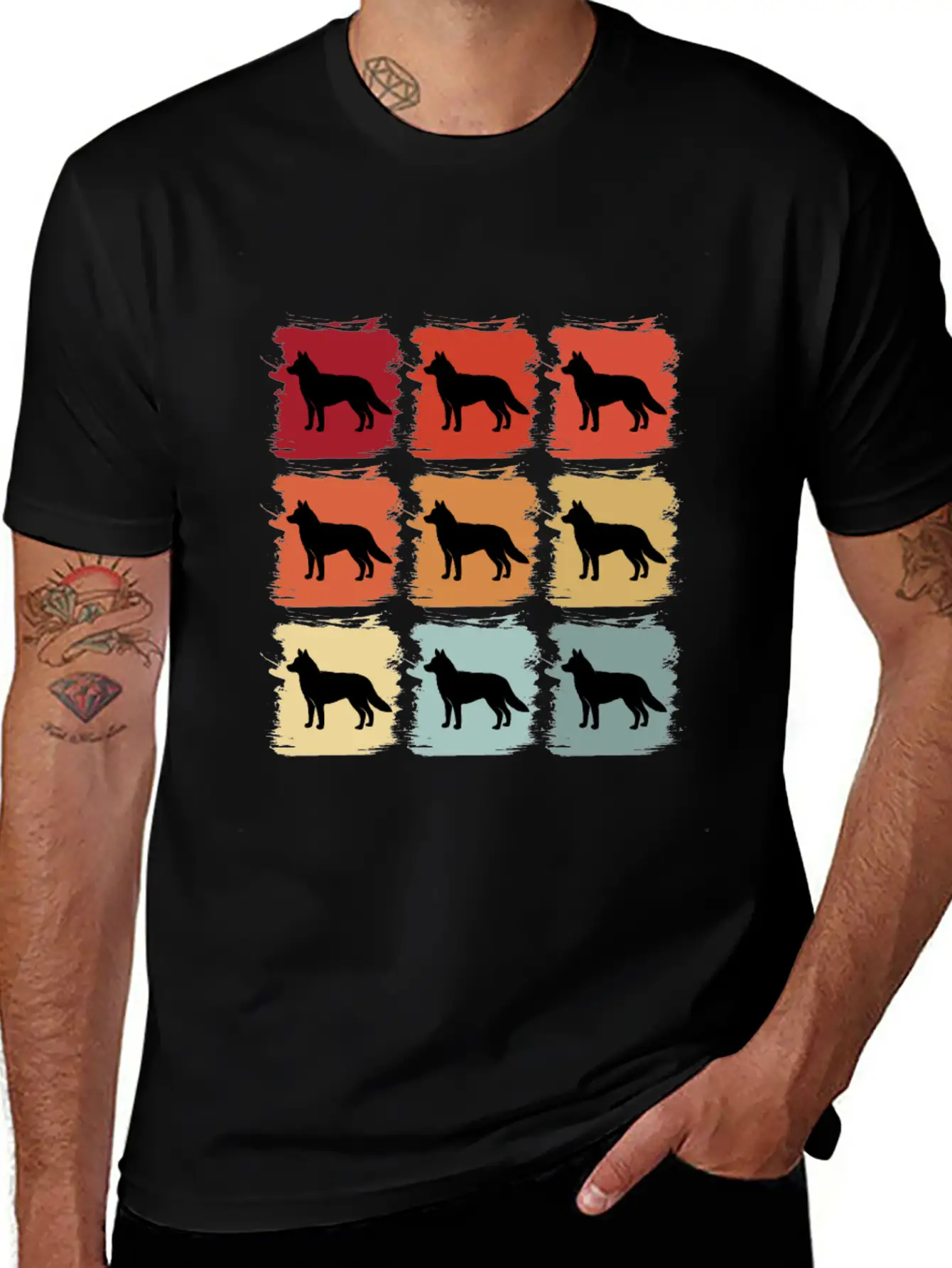 Retro Pop Art Siberian Husky Dog Gift Idea Modern Fit Casual T-Shirt – Clean And Versatile Design