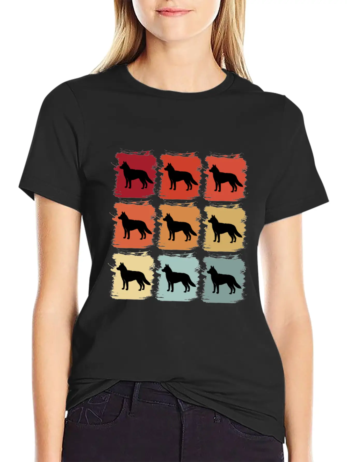 Retro Pop Art Siberian Husky Dog Gift Idea Modern Fit Casual T-Shirt – Clean And Versatile Design