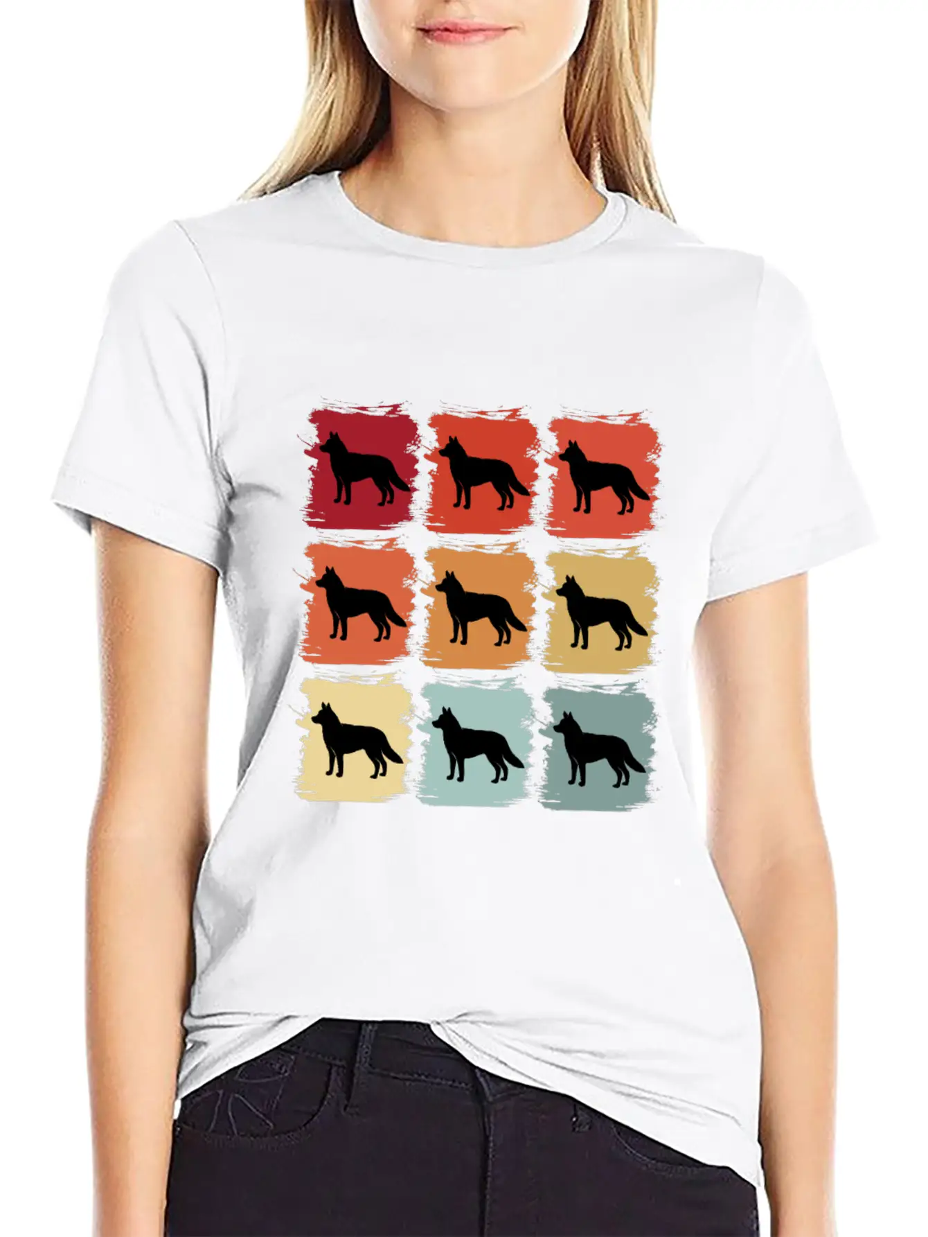 Retro Pop Art Siberian Husky Dog Gift Idea Modern Fit Casual T-Shirt – Clean And Versatile Design