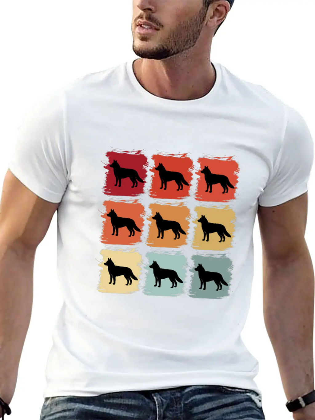 Retro Pop Art Siberian Husky Dog Gift Idea Modern Fit Casual T-Shirt – Clean And Versatile Design