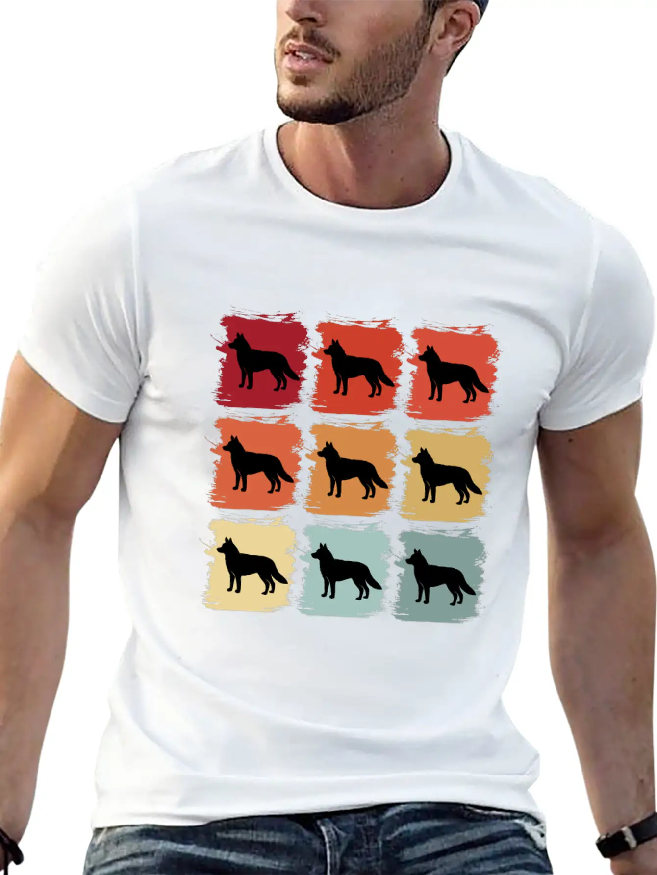 Retro Pop Art Siberian Husky Dog Gift Idea Modern Fit Casual T-Shirt – Clean And Versatile Design