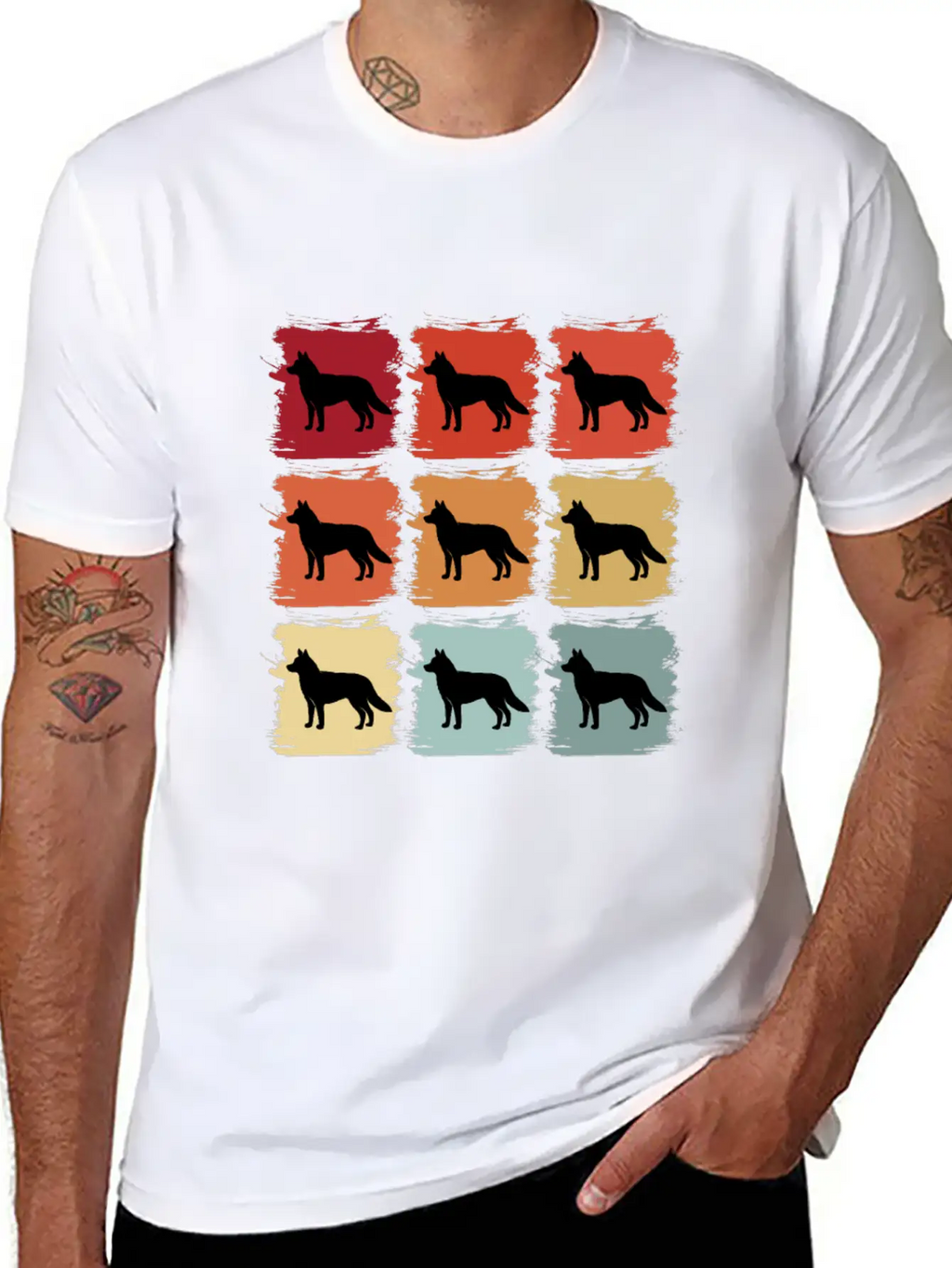 Retro Pop Art Siberian Husky Dog Gift Idea Modern Fit Casual T-Shirt – Clean And Versatile Design