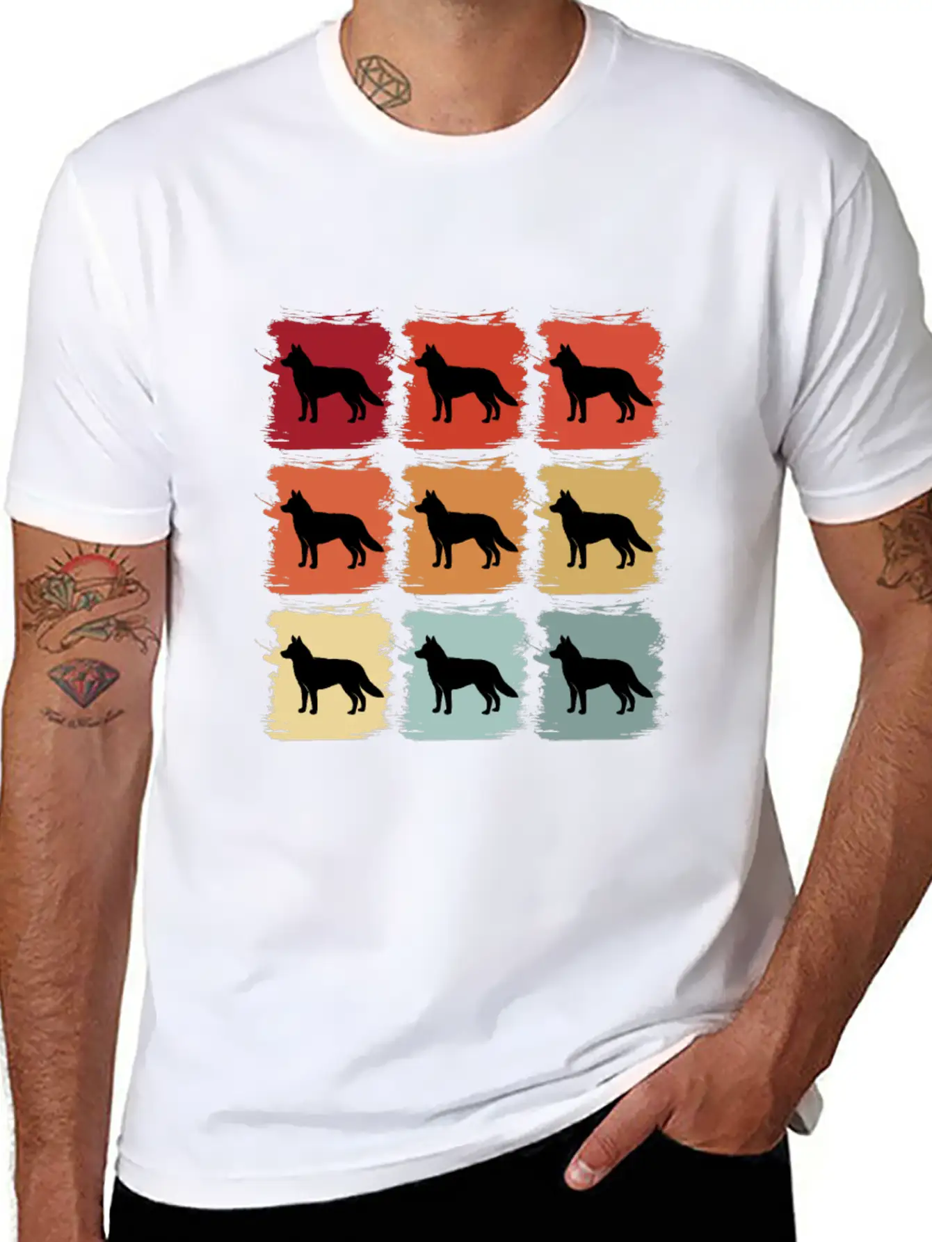 Retro Pop Art Siberian Husky Dog Gift Idea Modern Fit Casual T-Shirt – Clean And Versatile Design