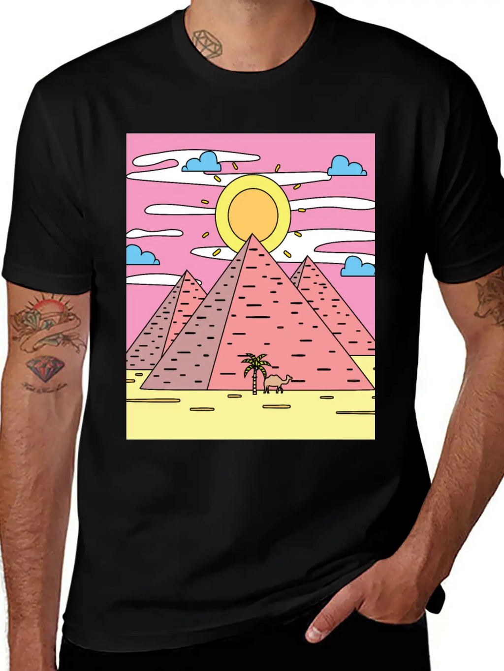 Retro Pyramid Desert Sun Timeless Short Sleeve Tee – Comfy And Minimalist Design