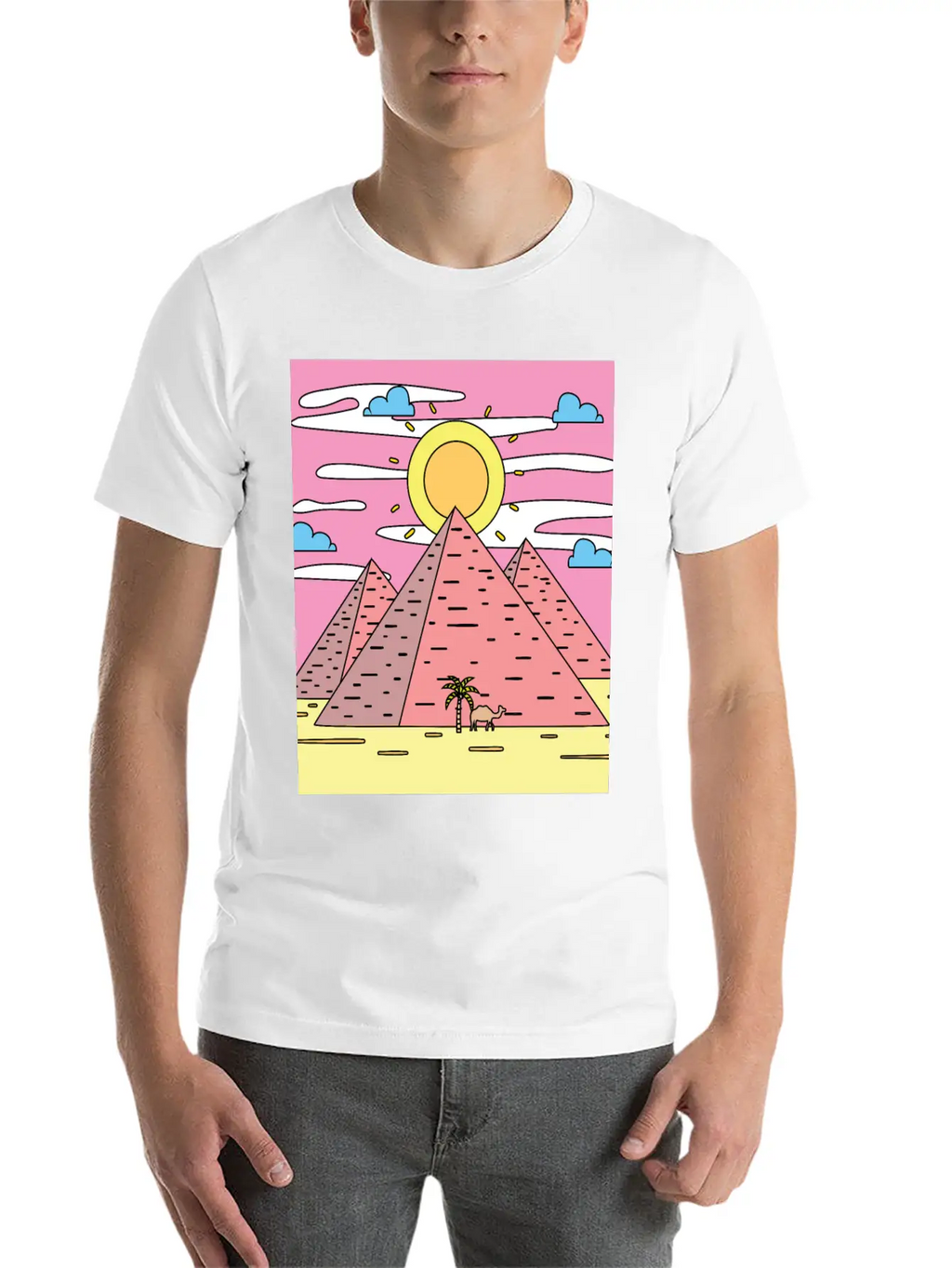 Retro Pyramid Desert Sun Timeless Short Sleeve Tee – Comfy And Minimalist Design