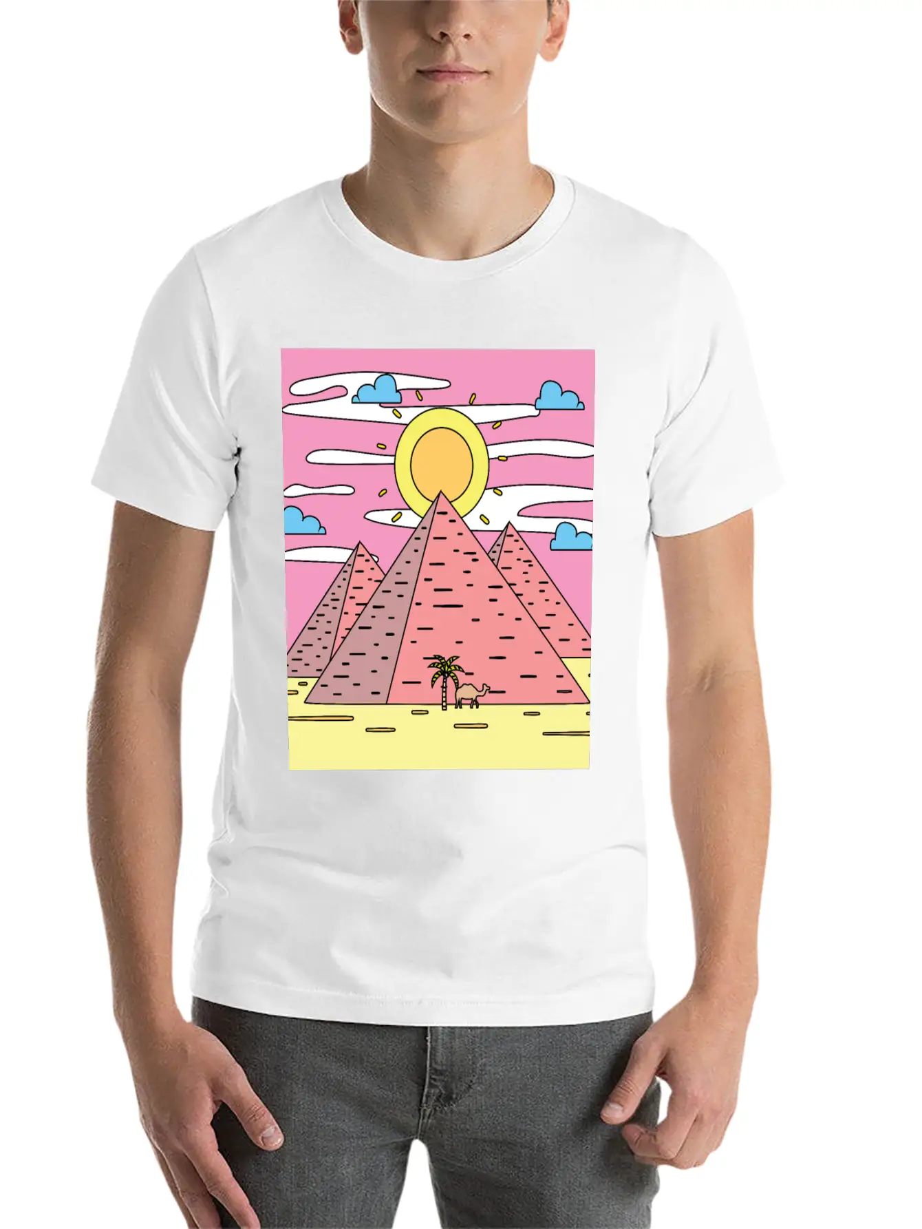 Retro Pyramid Desert Sun Timeless Short Sleeve Tee – Comfy And Minimalist Design