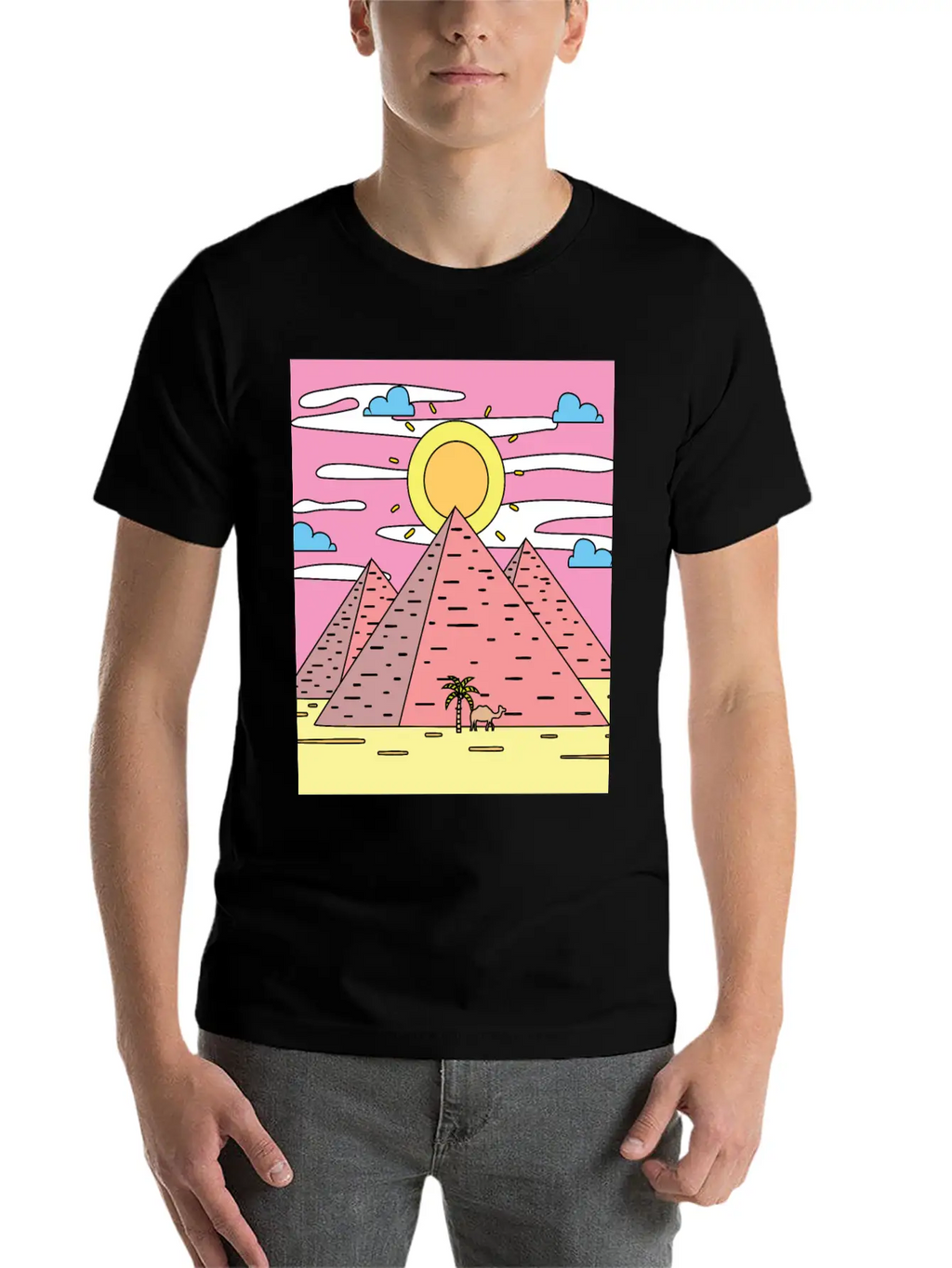 Retro Pyramid Desert Sun Timeless Short Sleeve Tee – Comfy And Minimalist Design
