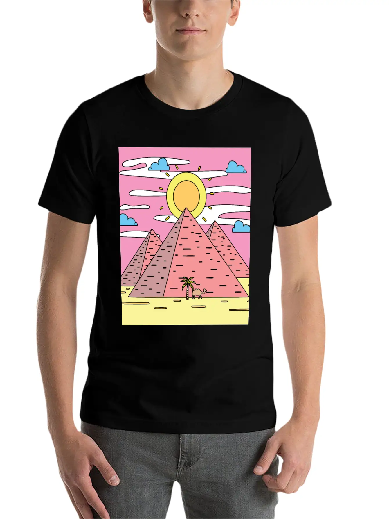 Retro Pyramid Desert Sun Timeless Short Sleeve Tee – Comfy And Minimalist Design