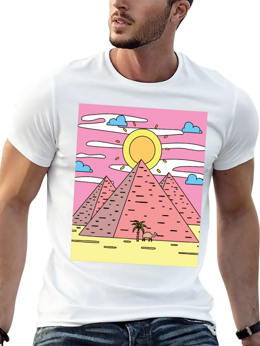 Retro Pyramid Desert Sun Timeless Short Sleeve Tee – Comfy And Minimalist Design