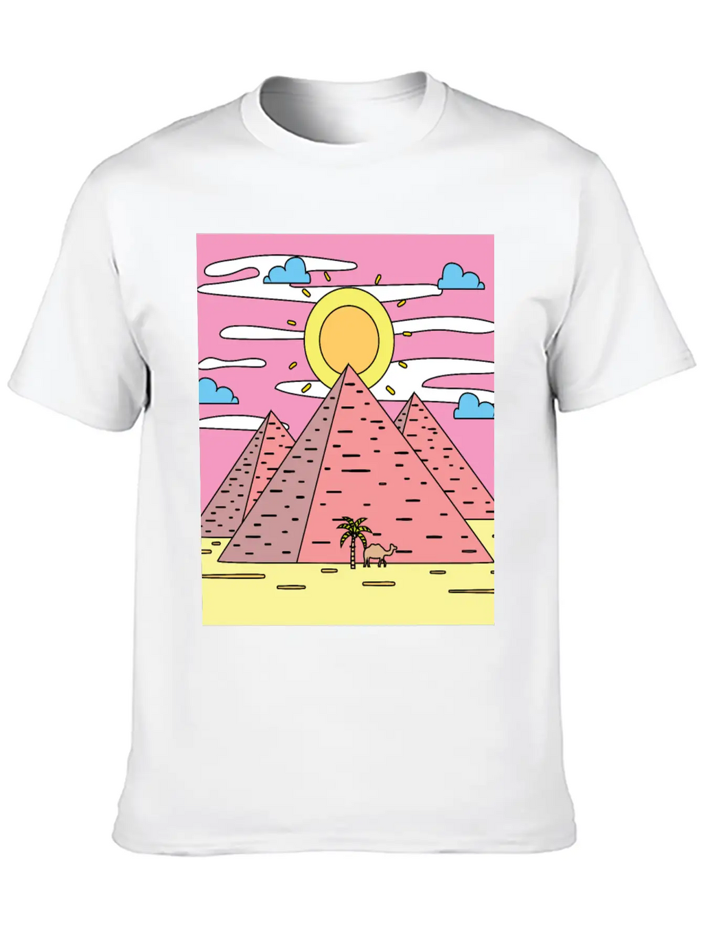 Retro Pyramid Desert Sun Timeless Short Sleeve Tee – Comfy And Minimalist Design