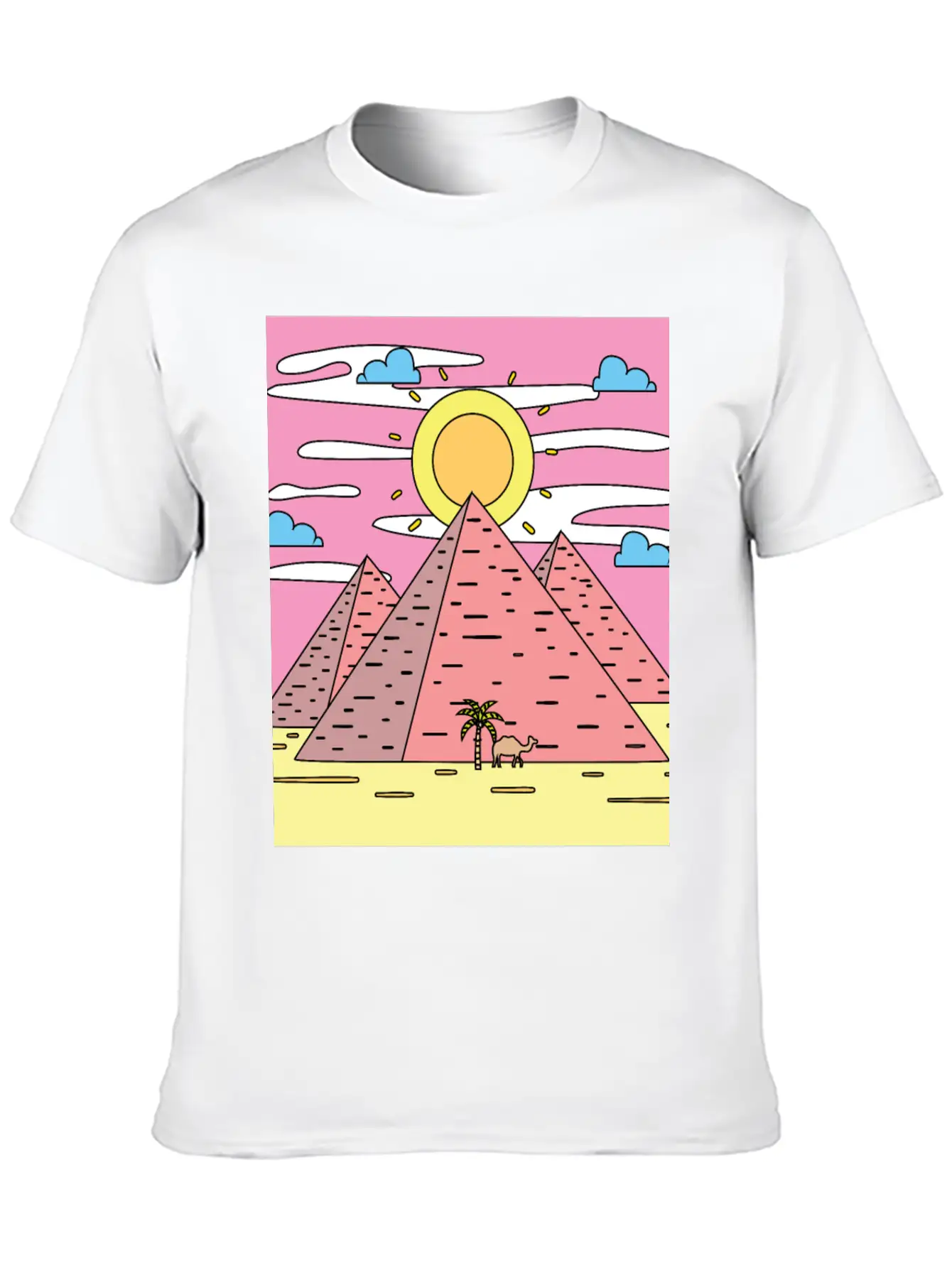 Retro Pyramid Desert Sun Timeless Short Sleeve Tee – Comfy And Minimalist Design