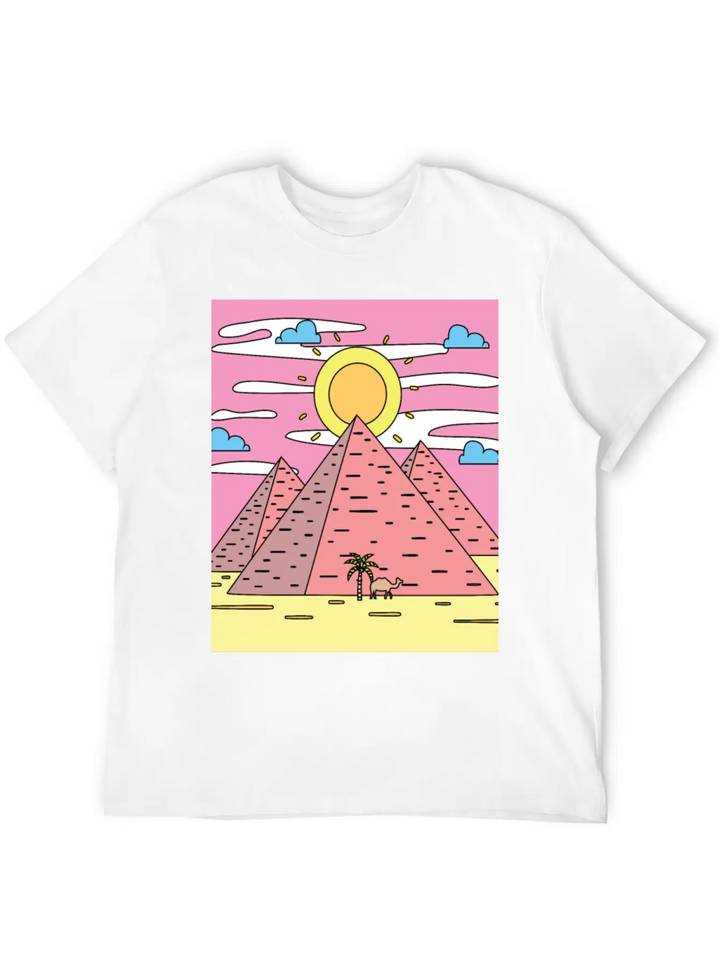Retro Pyramid Desert Sun Timeless Short Sleeve Tee – Comfy And Minimalist Design