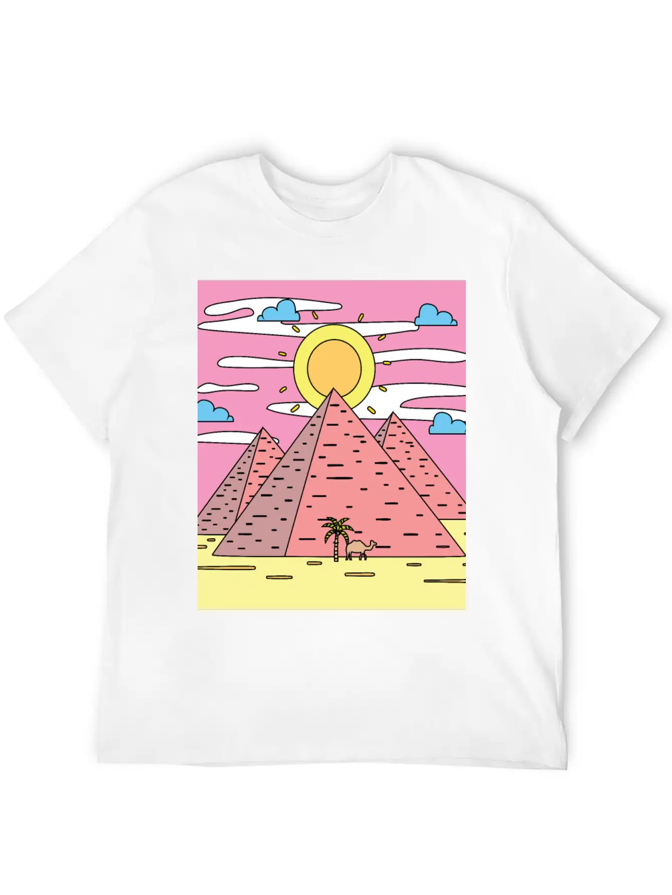 Retro Pyramid Desert Sun Timeless Short Sleeve Tee – Comfy And Minimalist Design