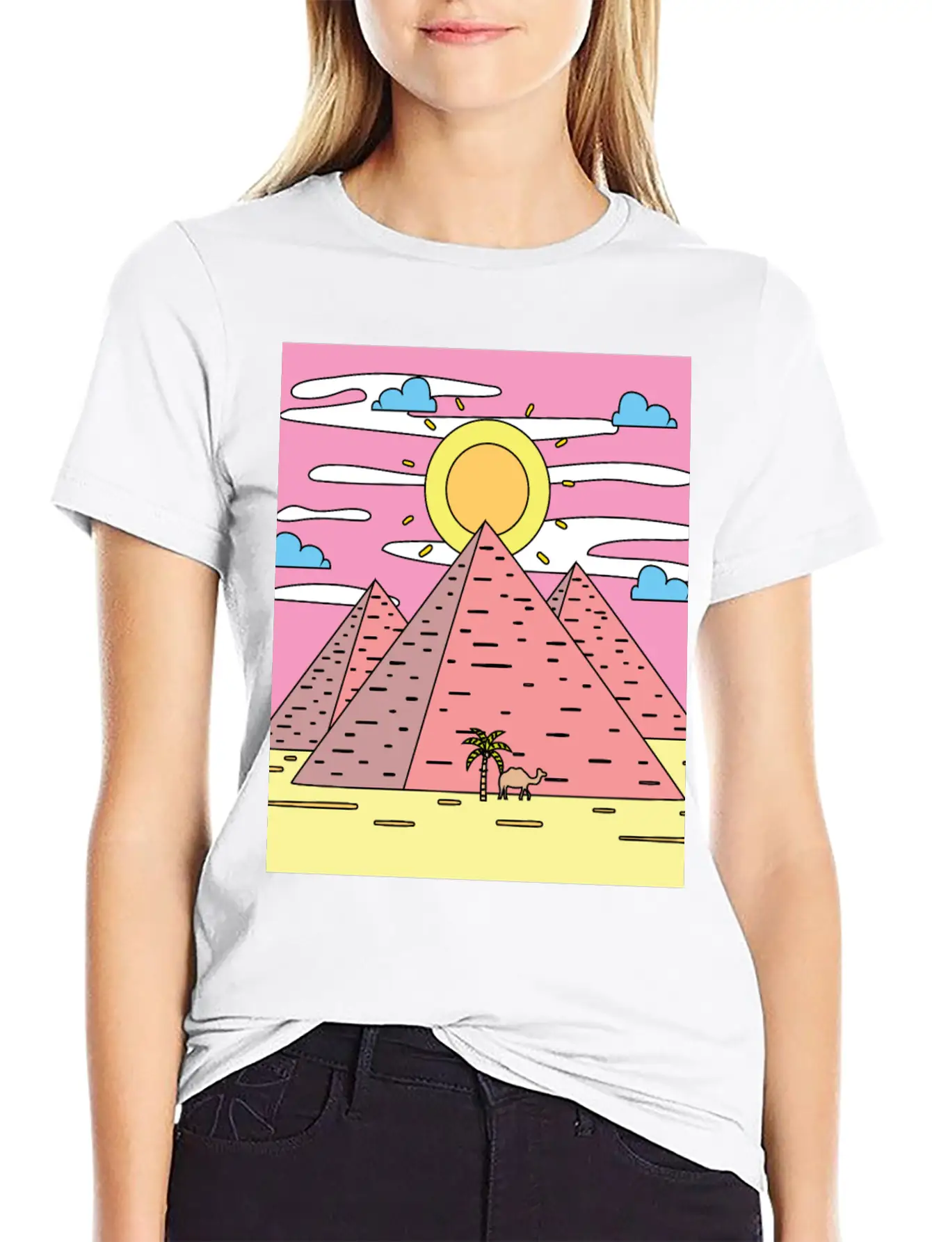 Retro Pyramid Desert Sun Timeless Short Sleeve Tee – Comfy And Minimalist Design