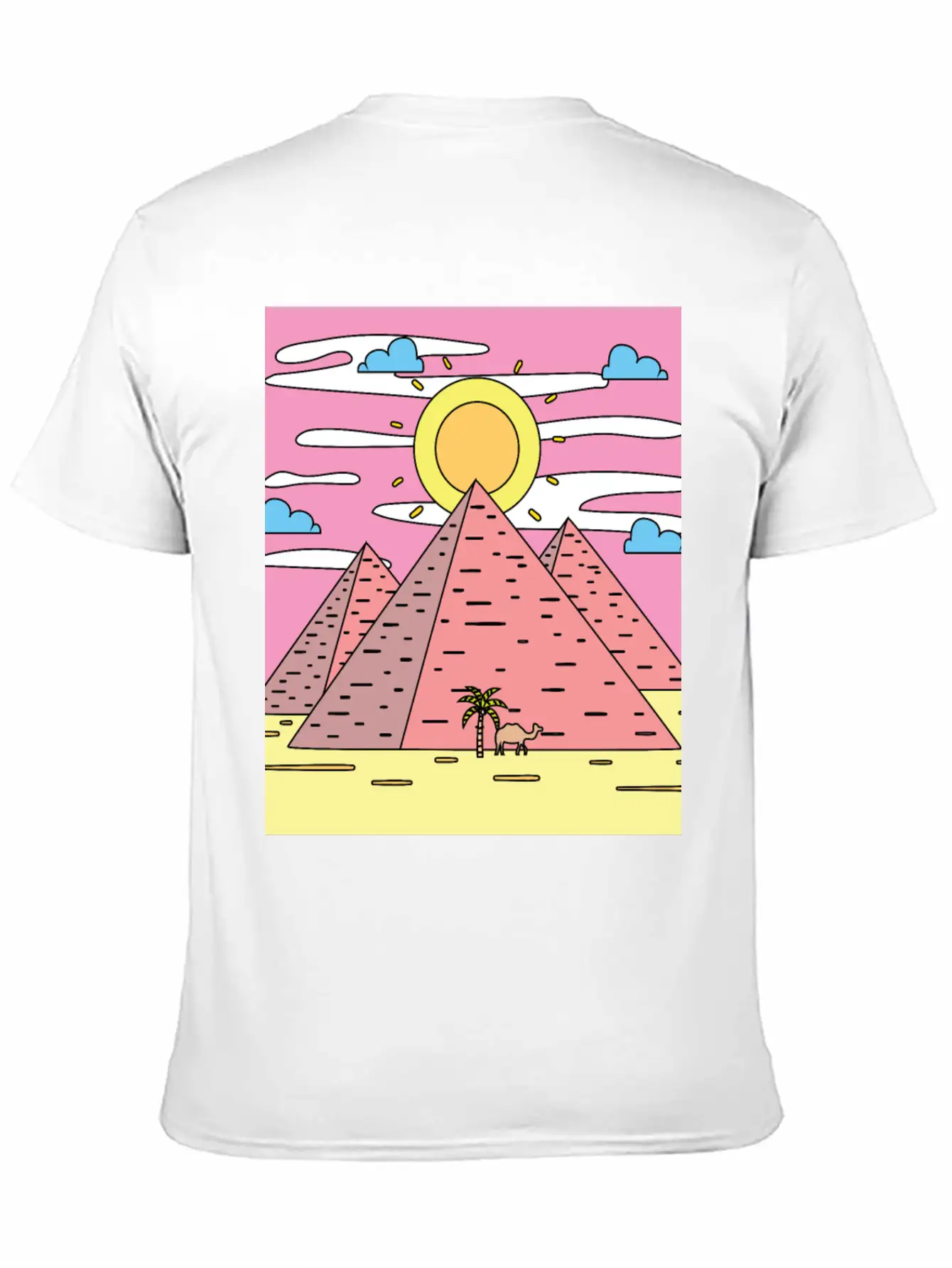 Retro Pyramid Desert Sun Timeless Short Sleeve Tee – Comfy And Minimalist Design