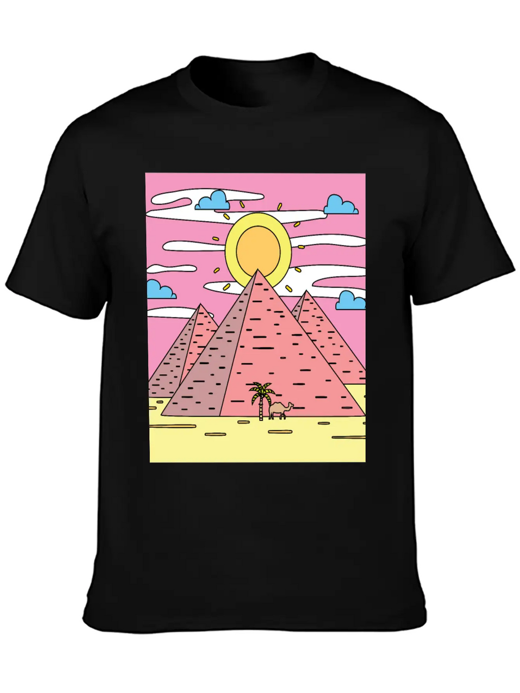 Retro Pyramid Desert Sun Timeless Short Sleeve Tee – Comfy And Minimalist Design