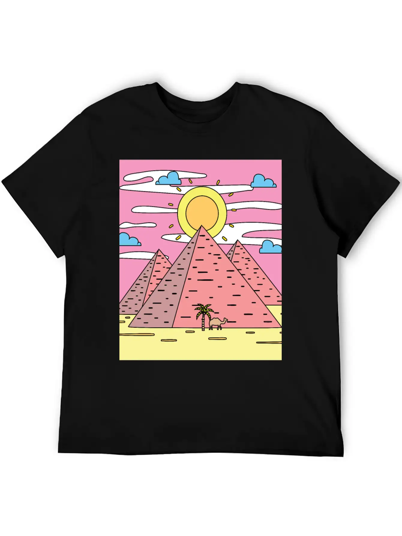 Retro Pyramid Desert Sun Timeless Short Sleeve Tee – Comfy And Minimalist Design