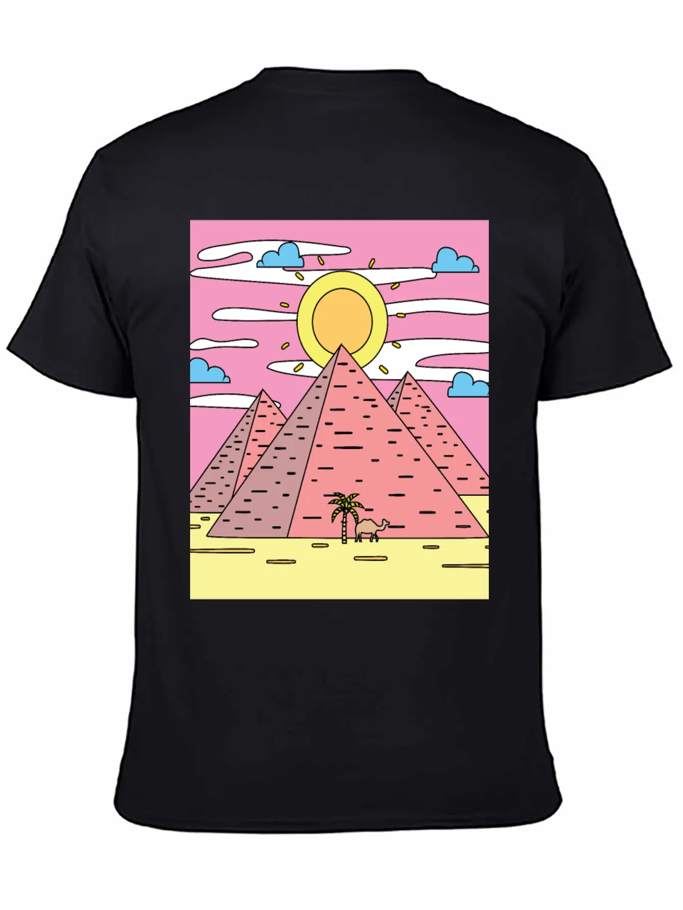 Retro Pyramid Desert Sun Timeless Short Sleeve Tee – Comfy And Minimalist Design
