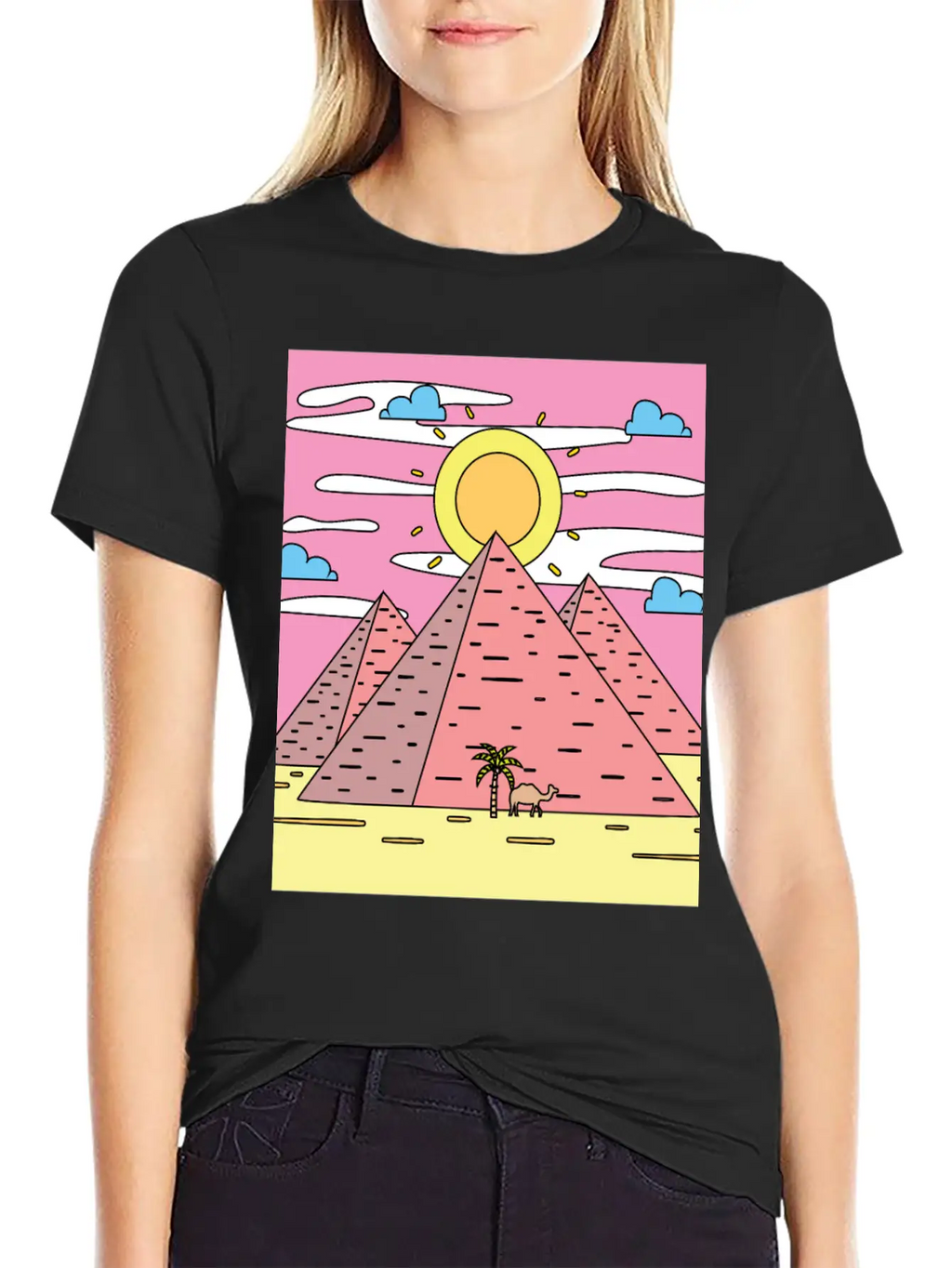 Retro Pyramid Desert Sun Timeless Short Sleeve Tee – Comfy And Minimalist Design