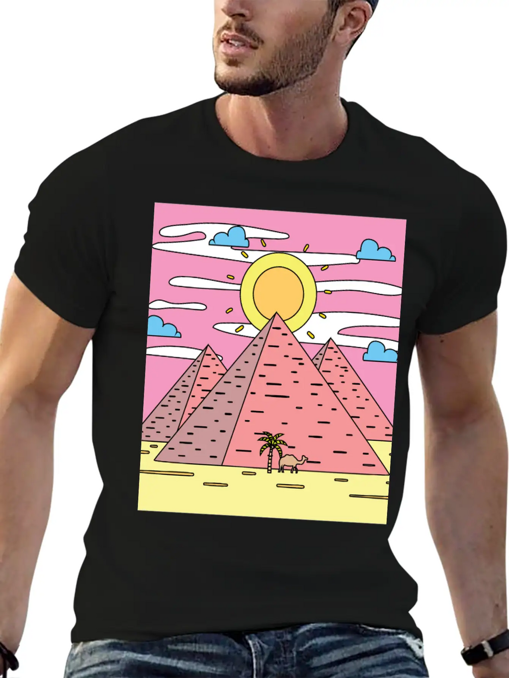 Retro Pyramid Desert Sun Timeless Short Sleeve Tee – Comfy And Minimalist Design