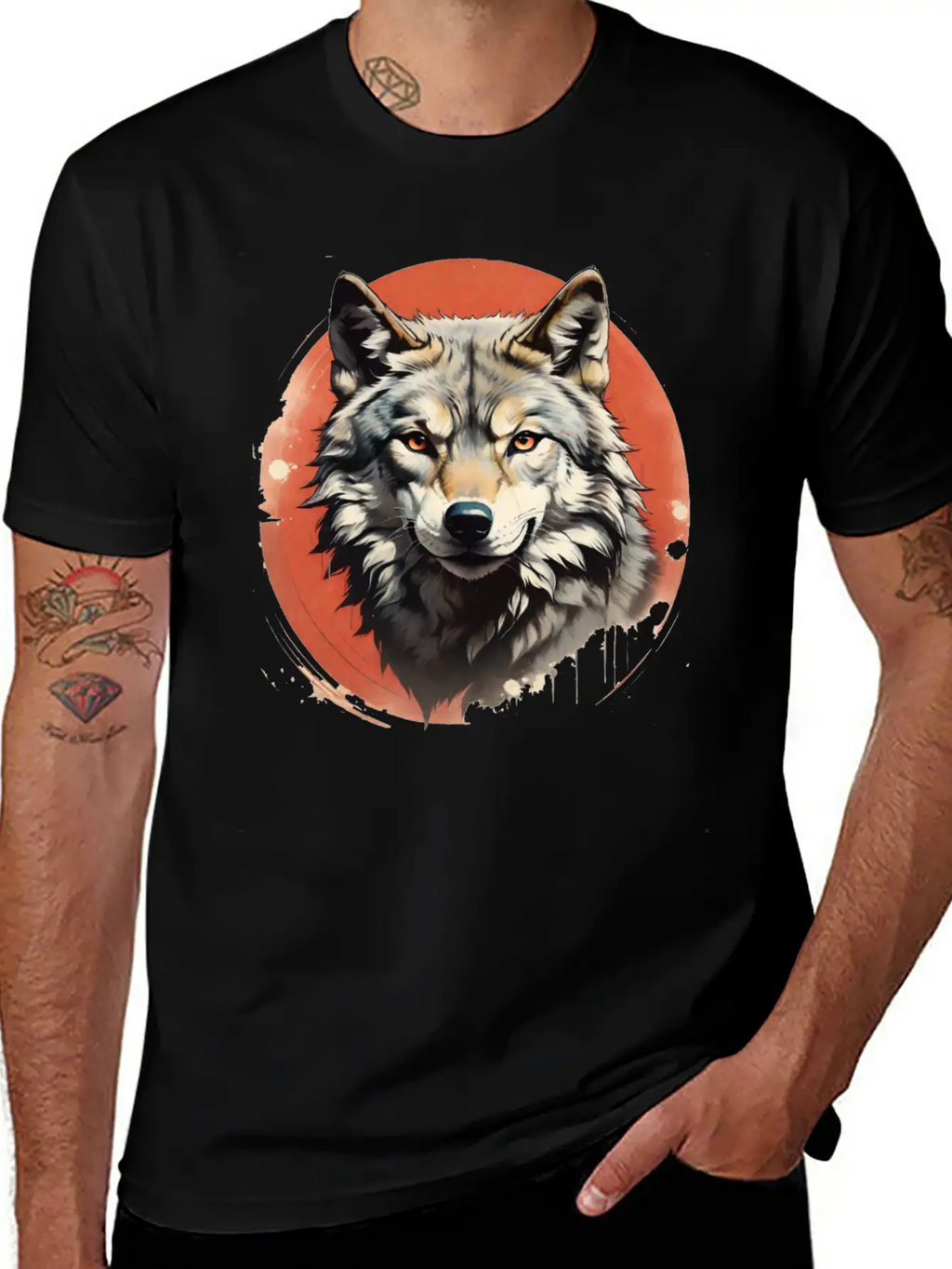 Retro Style Wolf Stylish Everyday T-Shirt – Unisex Basic Cotton Tee