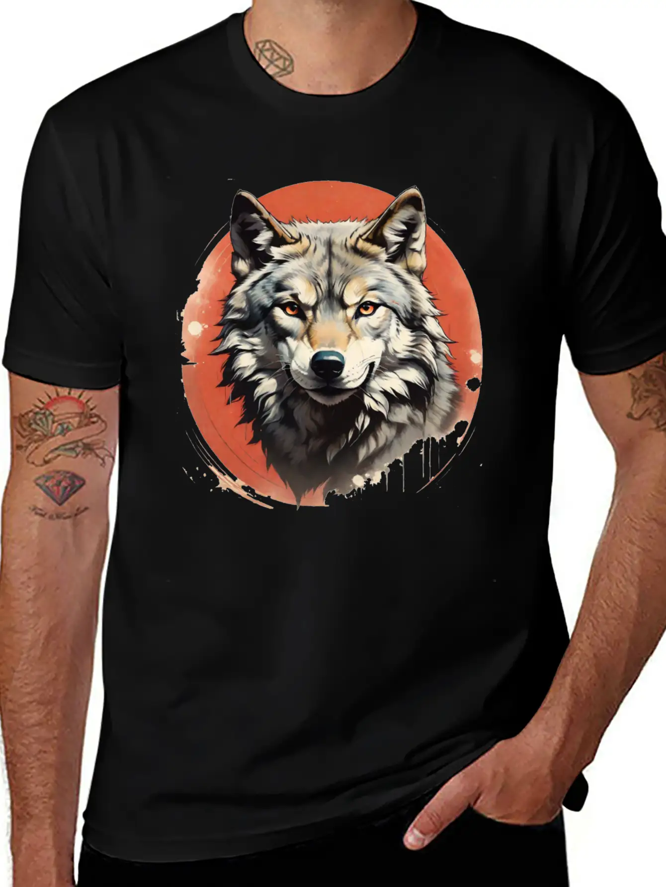 Retro Style Wolf Stylish Everyday T-Shirt – Unisex Basic Cotton Tee