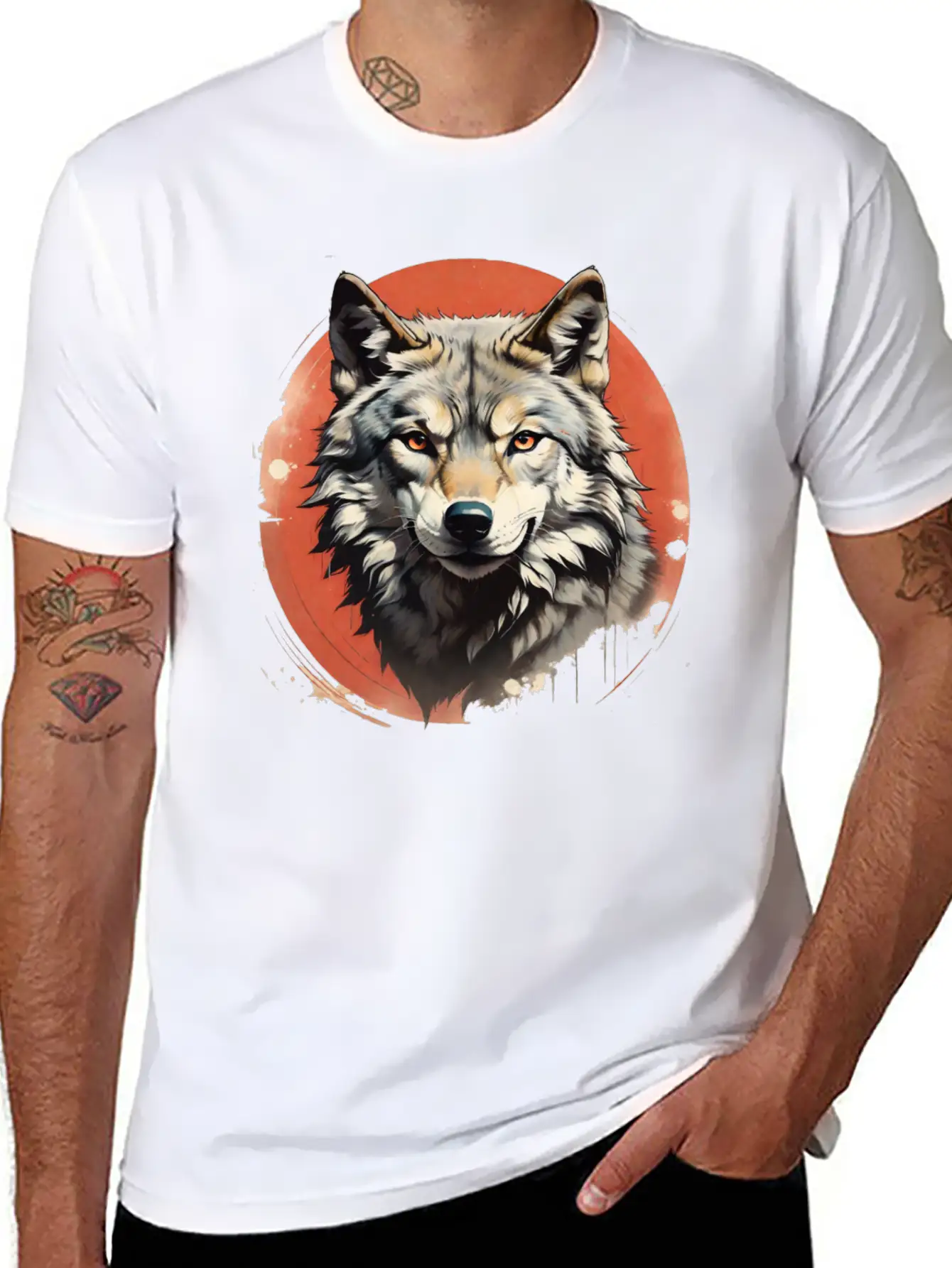 Retro Style Wolf Stylish Everyday T-Shirt – Unisex Basic Cotton Tee