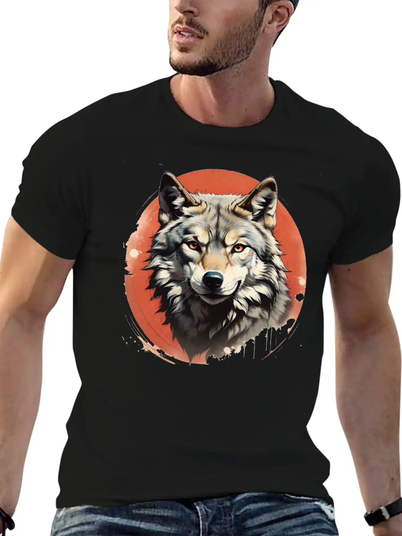 Retro Style Wolf Stylish Everyday T-Shirt – Unisex Basic Cotton Tee