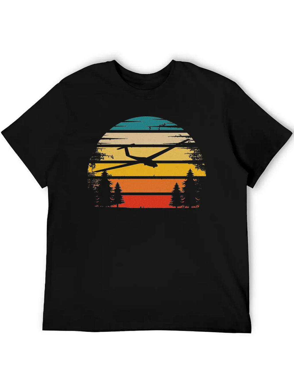 Retro Sun And Sailplane - (B) Classic Cotton Tee – Unisex Comfort For Any Season