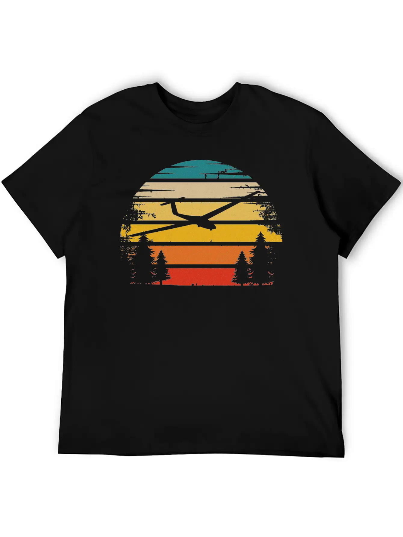 Retro Sun And Sailplane - (B) Classic Cotton Tee – Unisex Comfort For Any Season