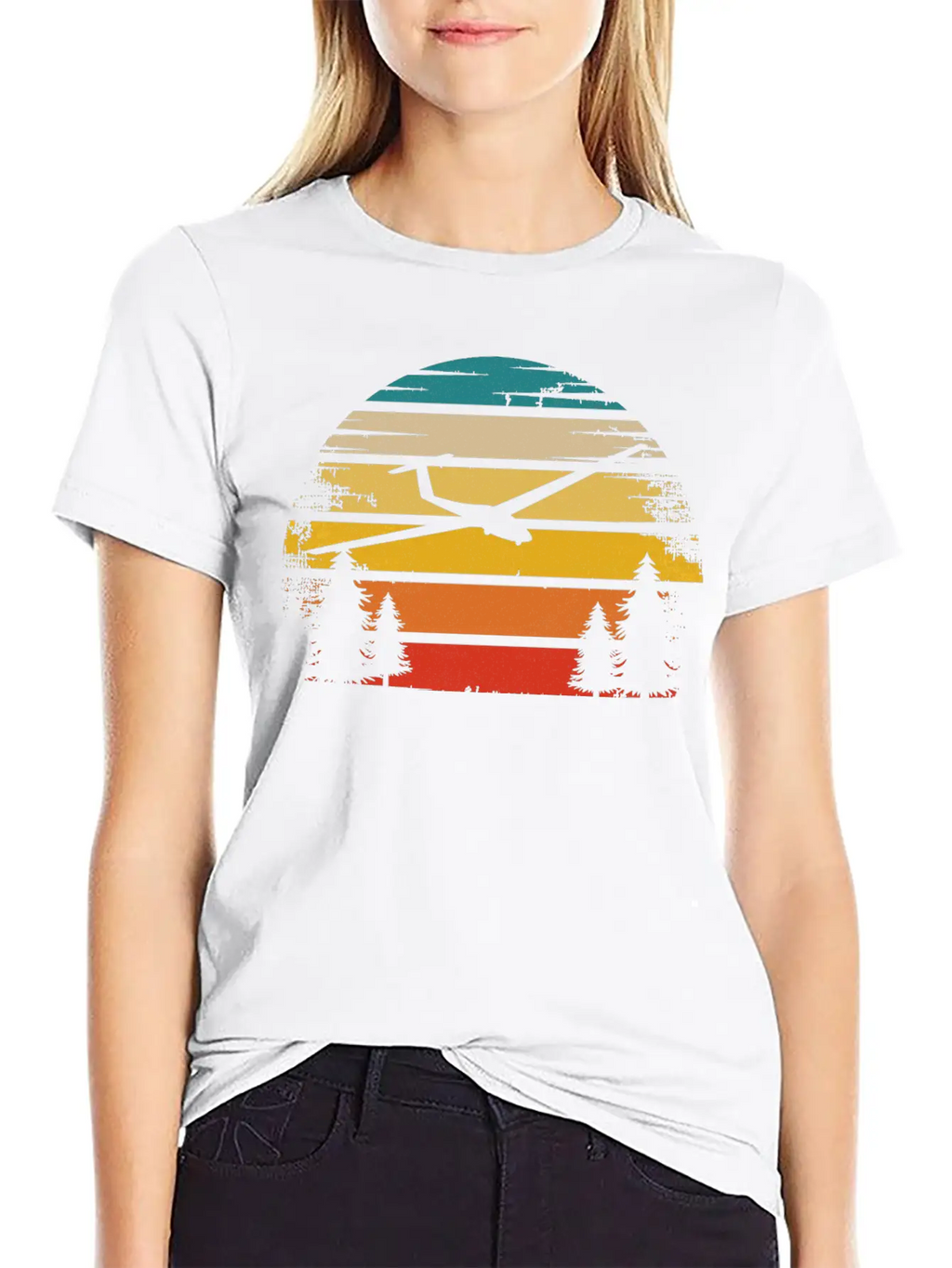 Retro Sun And Sailplane - (B) Classic Cotton Tee – Unisex Comfort For Any Season